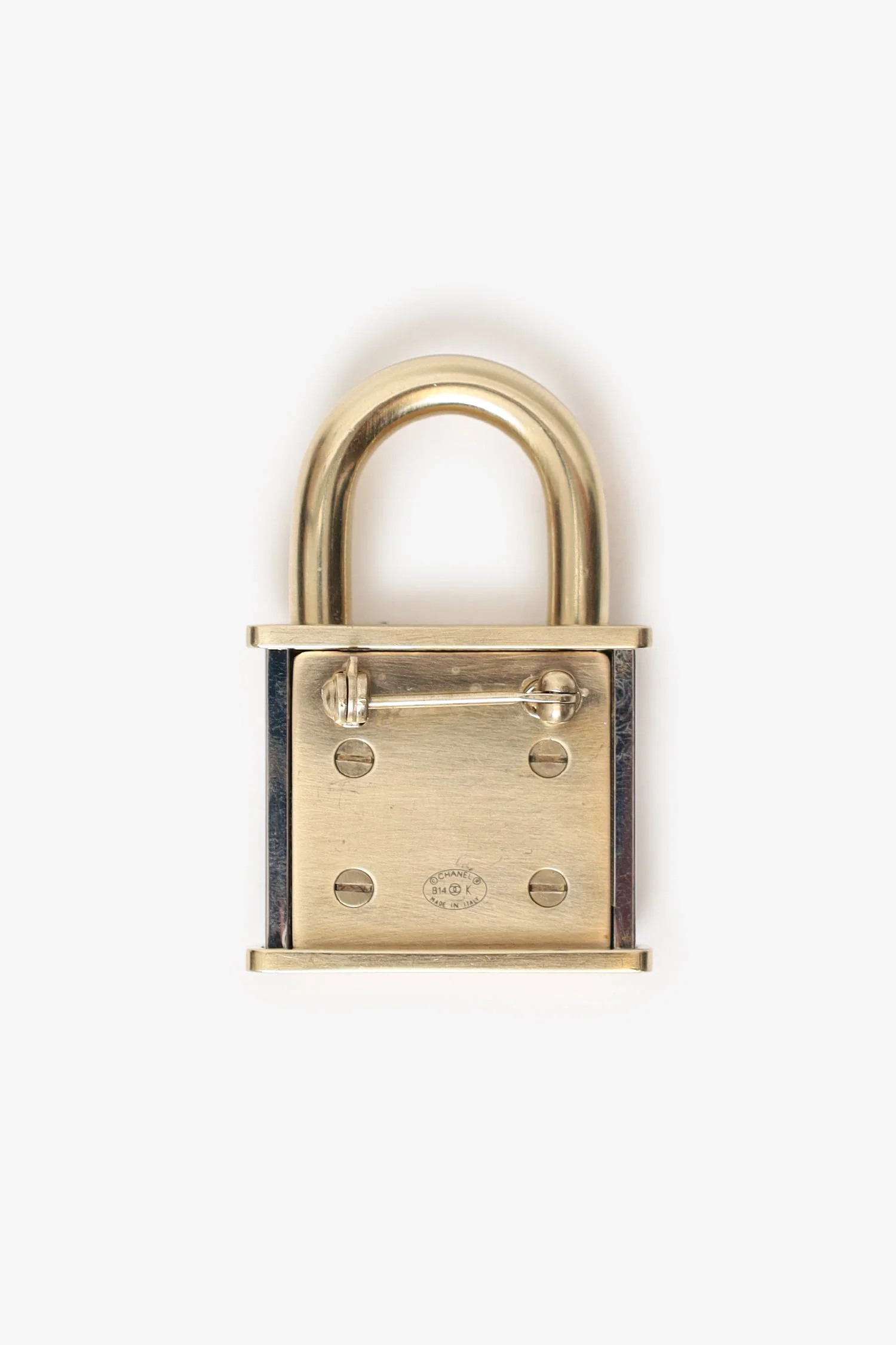 Pre-Loved Chanel™ Gold Tone CC Padlock Brooch - Image 4