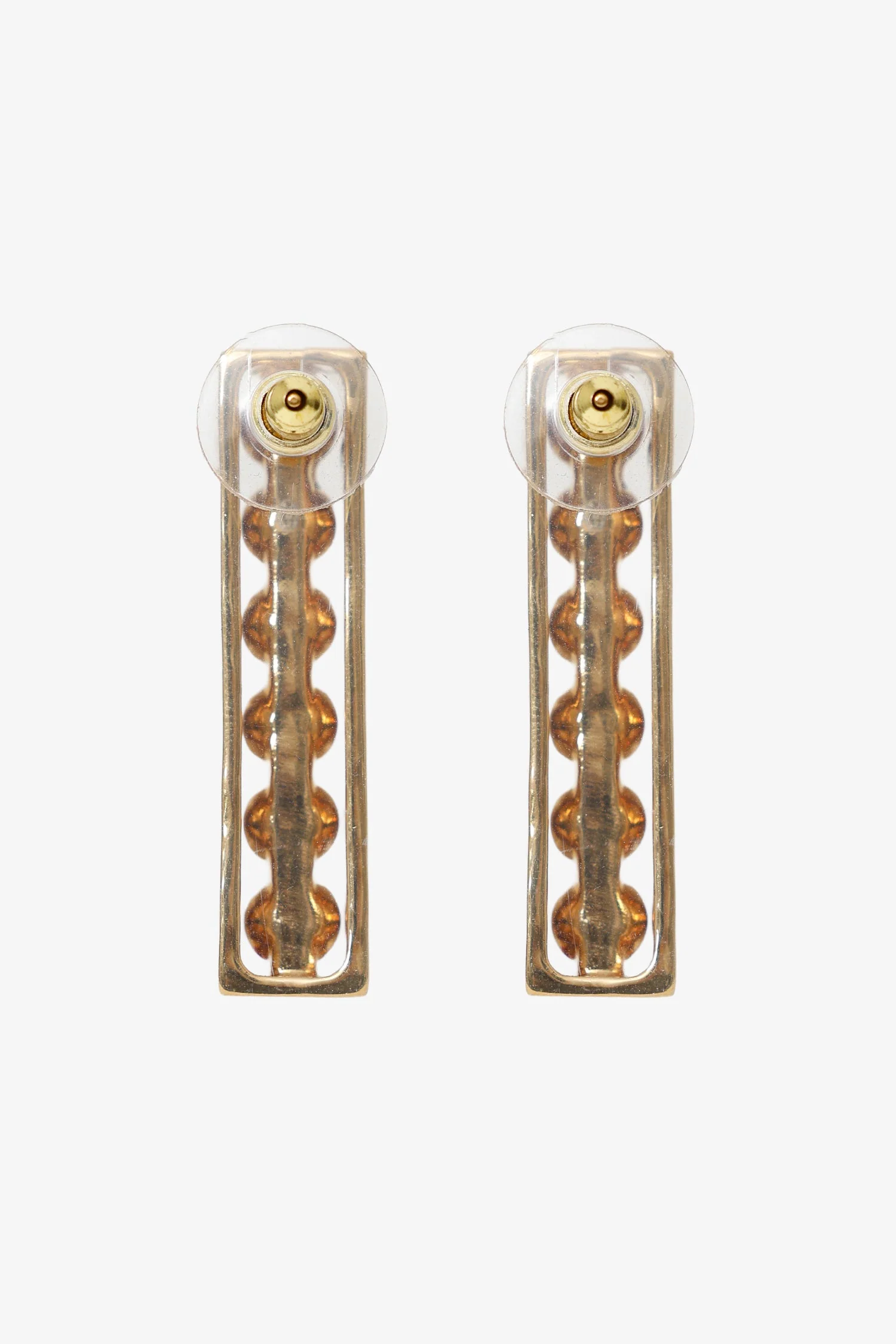 Pre-Loved Chanel™ Gold Tone Pearl Stud Bar Earrings - Image 5