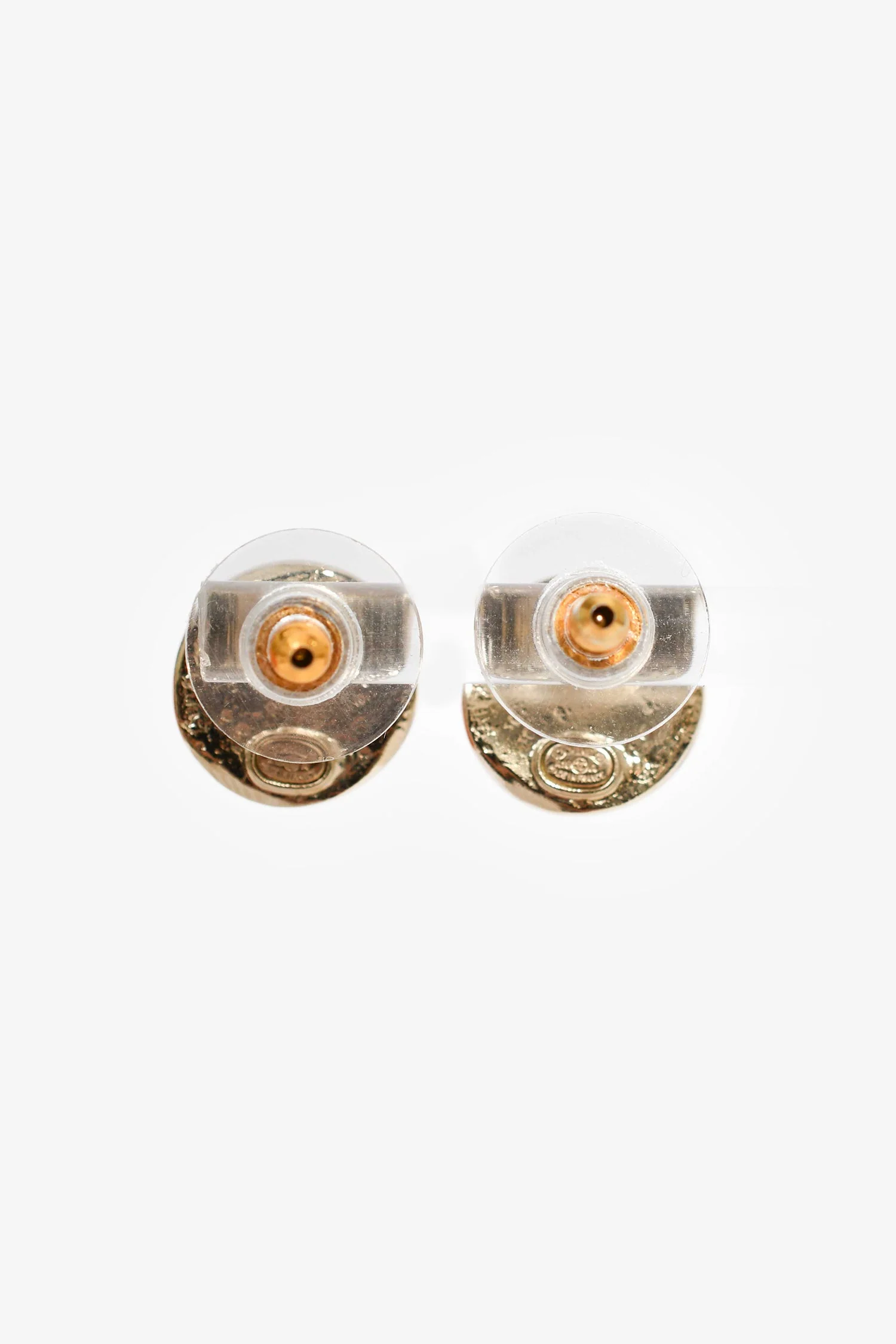 Pre-Loved Chanel™ Gold Tone Round Crystal Embellished Earrings - Image 2