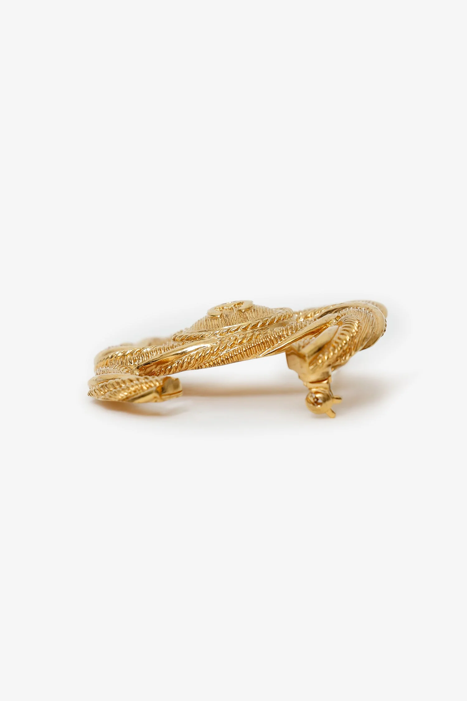 Pre-Loved Chanel™ Gold Tone Twisted CC Brooch - Image 3
