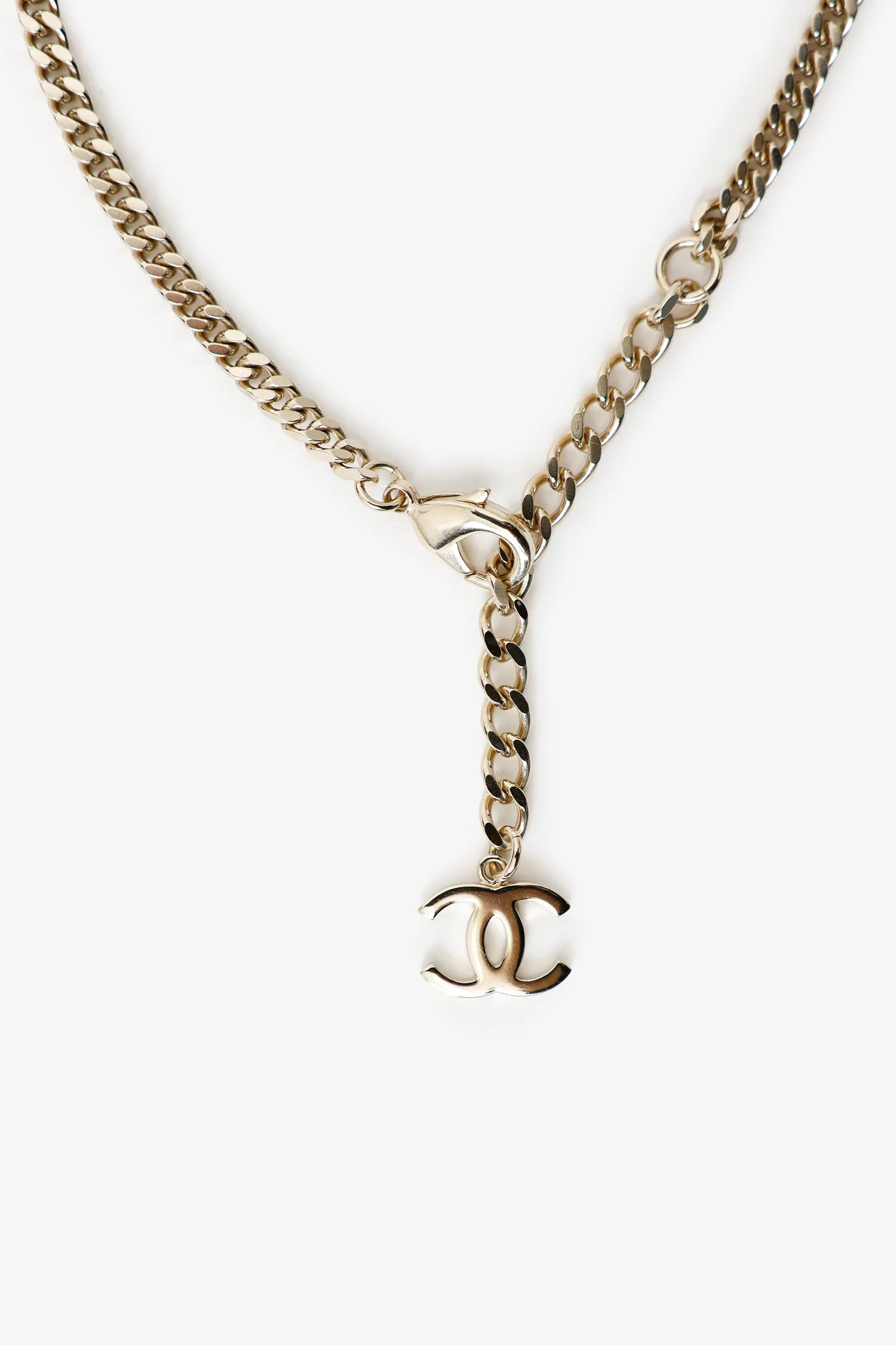 Pre-Loved Chanel™ Gold-toned CC Chain Crystal Choker - Image 3