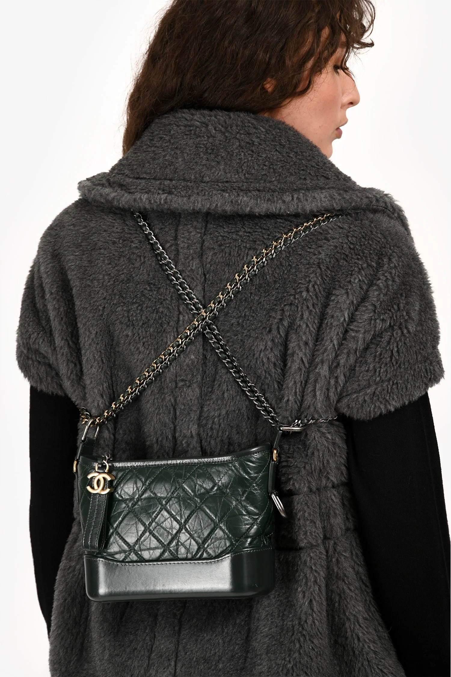 Pre-Loved Chanel™ Green Aged Leather Small Gabrielle Crossbody - Image 10