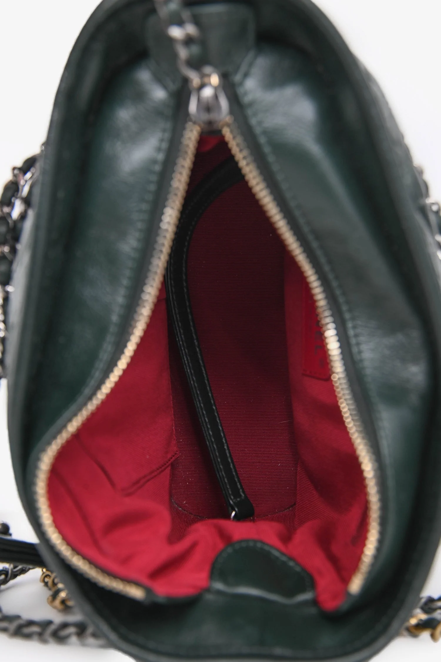 Pre-Loved Chanel™ Green Aged Leather Small Gabrielle Crossbody - Image 6