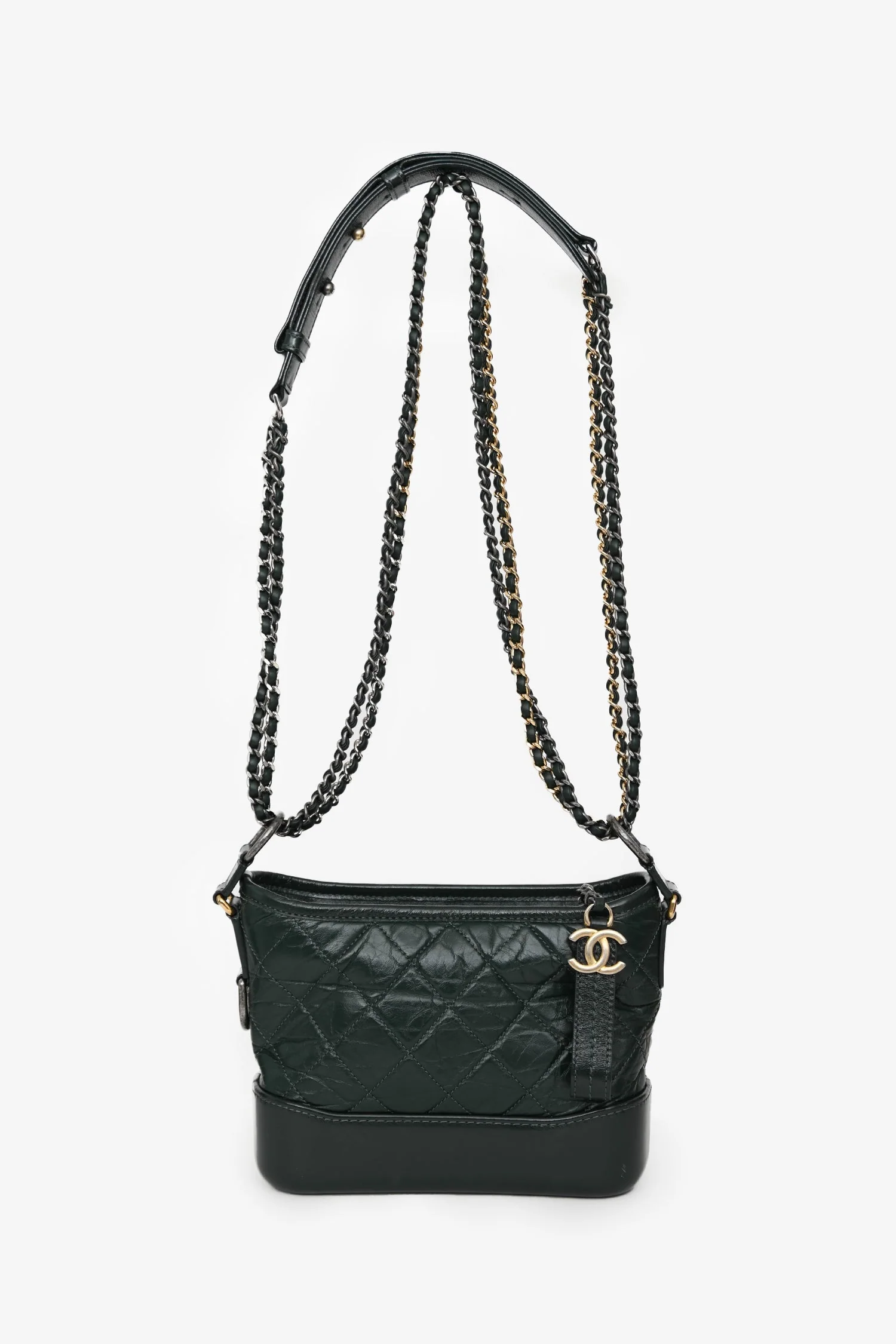Pre-Loved Chanel™ Green Aged Leather Small Gabrielle Crossbody - Image 7