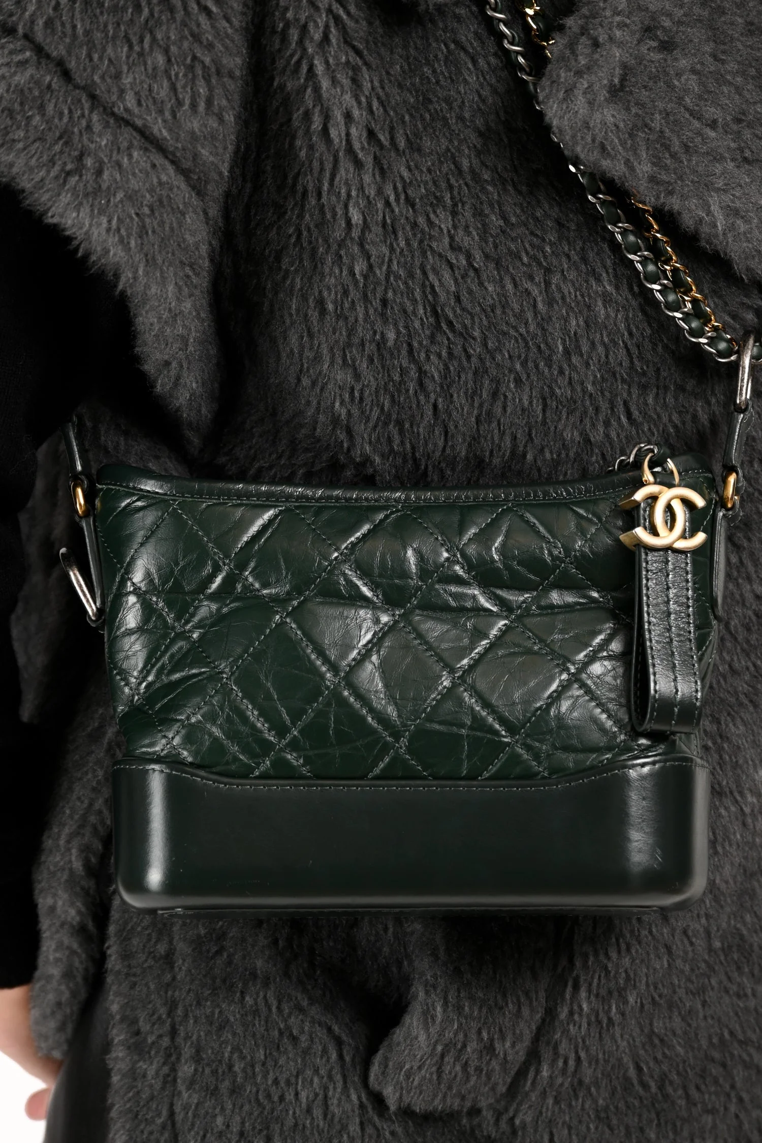 Pre-Loved Chanel™ Green Aged Leather Small Gabrielle Crossbody - Image 9