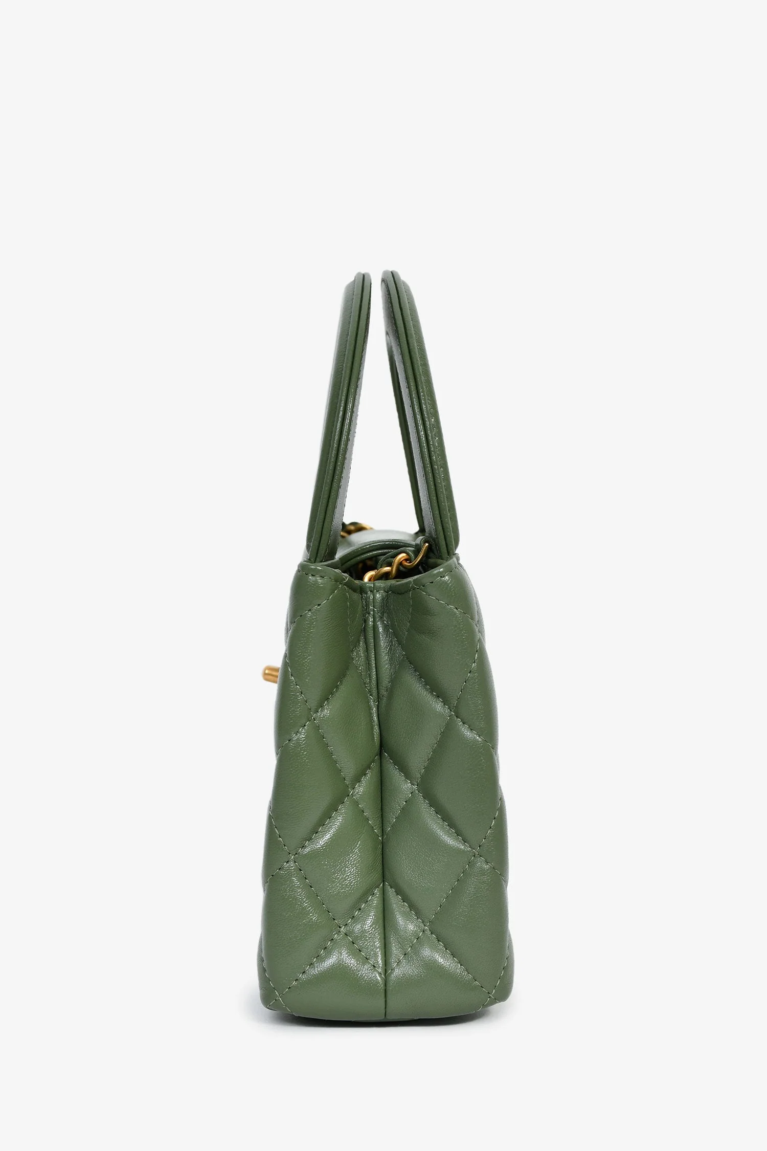 Pre-Loved Chanel™ Green Lambskin Mini Kelly Shopper Tote - Image 4