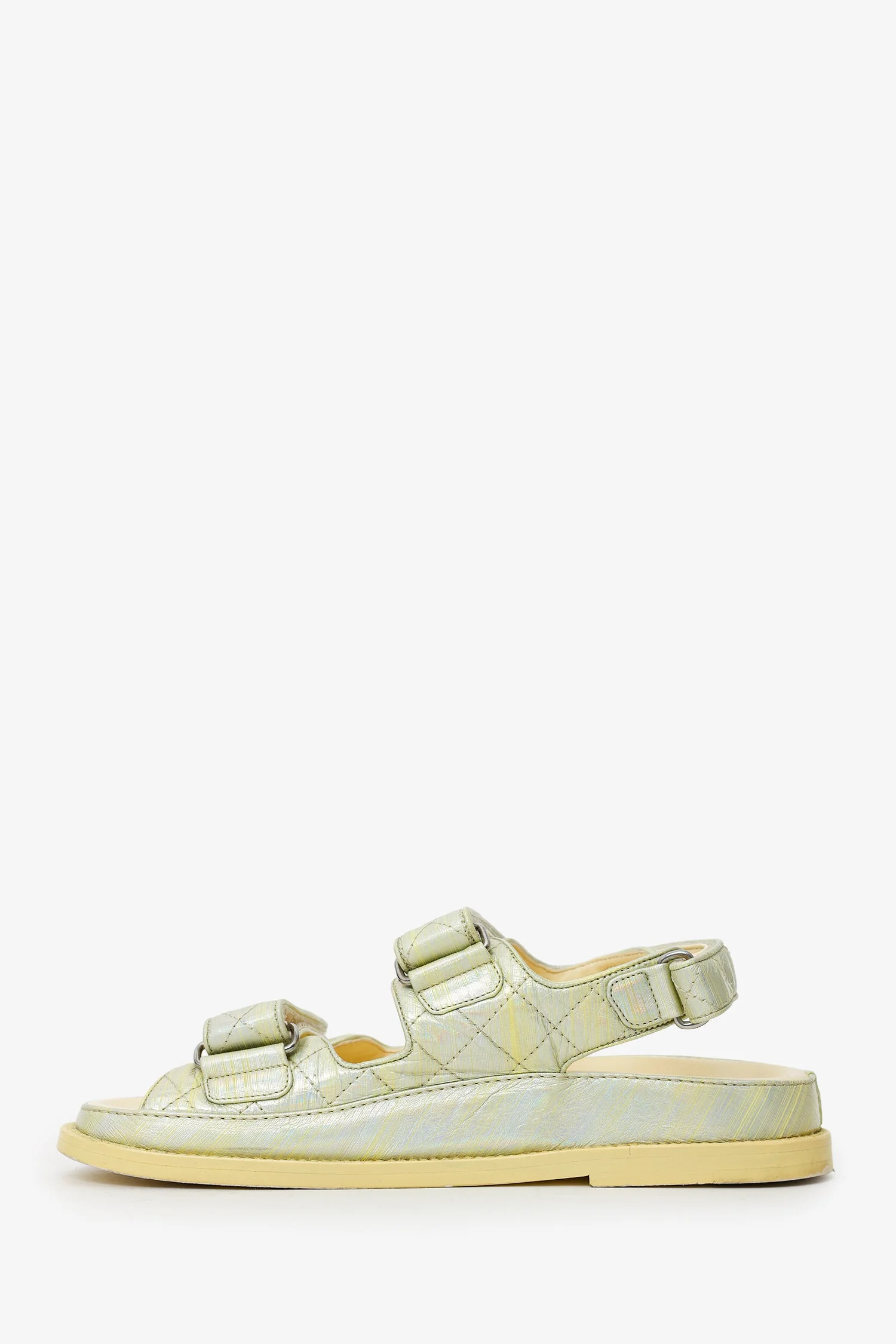 Pre-Loved Chanel™ Green Leather Interlocking CC Logo Slingback Sandals Size 36.5 - Image 5