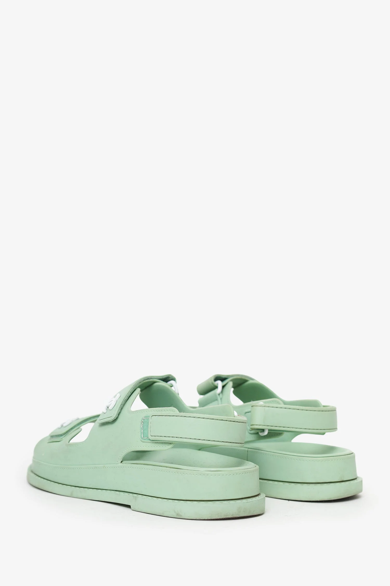 Pre-Loved Chanel™ Green Rubber CC Dad Sandals Size 37 - Image 4