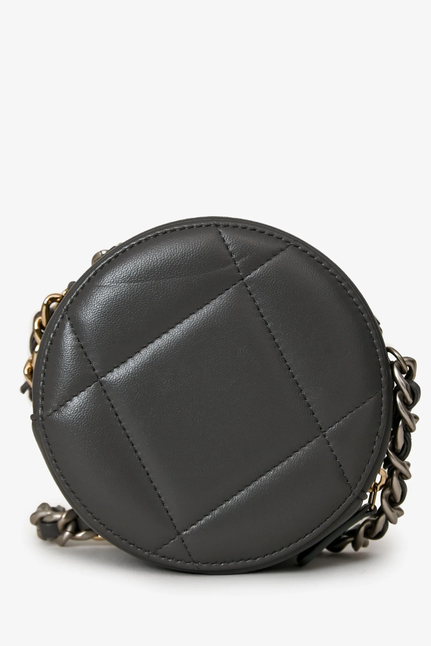 Pre-Loved Chanel™ Grey Lambskin 19 Round Crossbody Silver Hardware - Image 2