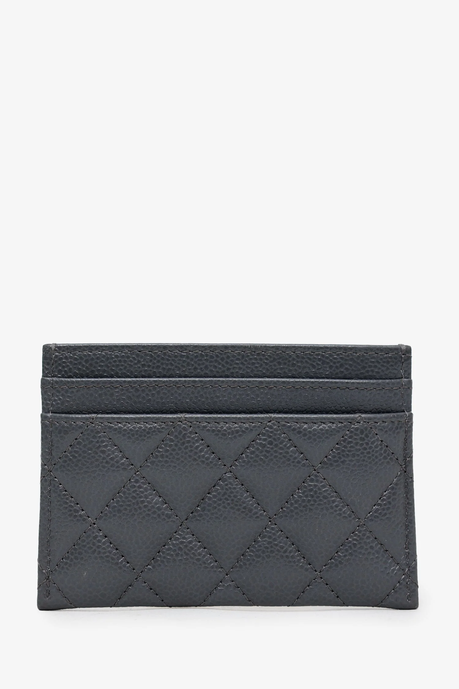 Pre-Loved Chanel™ Grey Quilted Caviar Boy Card Holder - Image 2