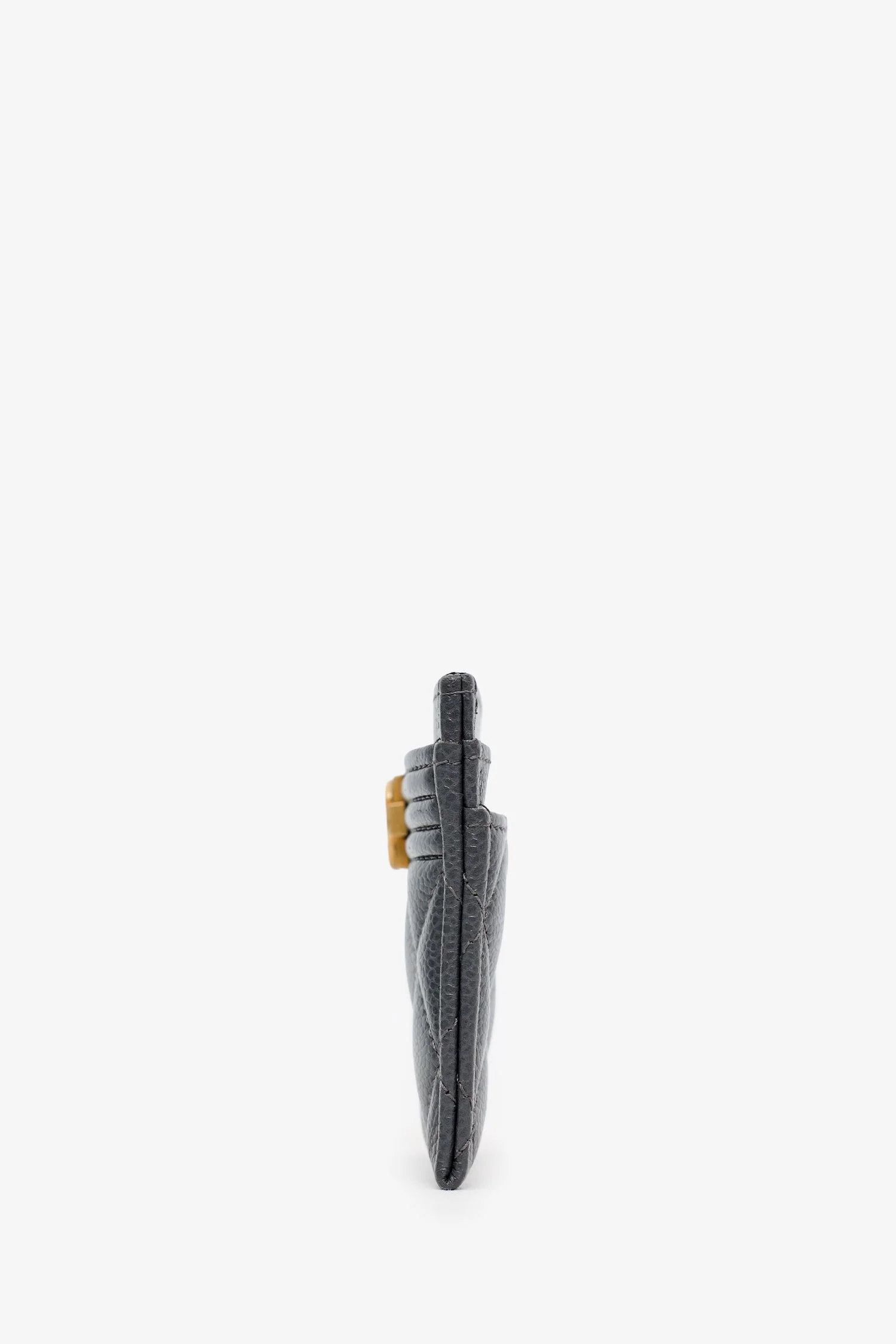 Pre-Loved Chanel™ Grey Quilted Caviar Boy Card Holder - Image 4