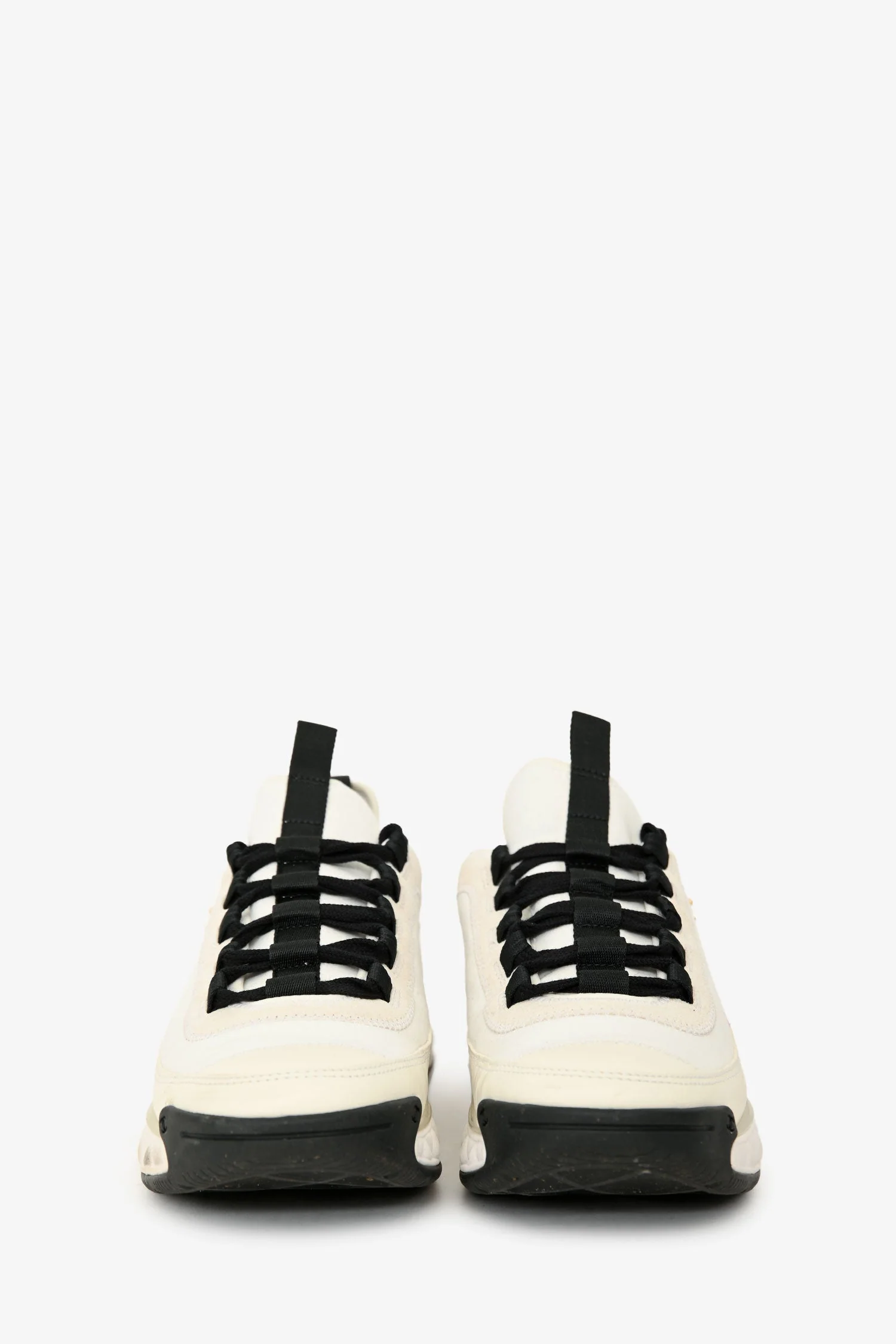 Pre-Loved Chanel™ Ivory/Black Velvet/Calfskin Mixed Fibres CC Sneakers Size 38.5 - Image 3