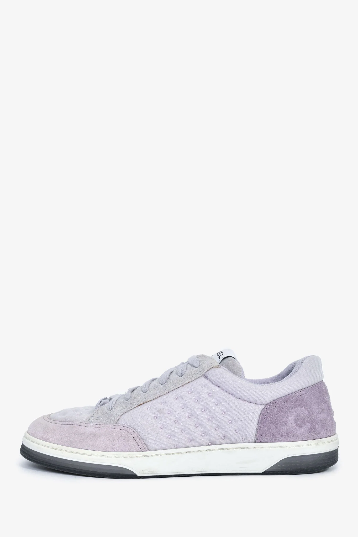 Pre-Loved Chanel™ Light Purple/Grey Mesh/Suede Sneakers Size 40 - Image 5