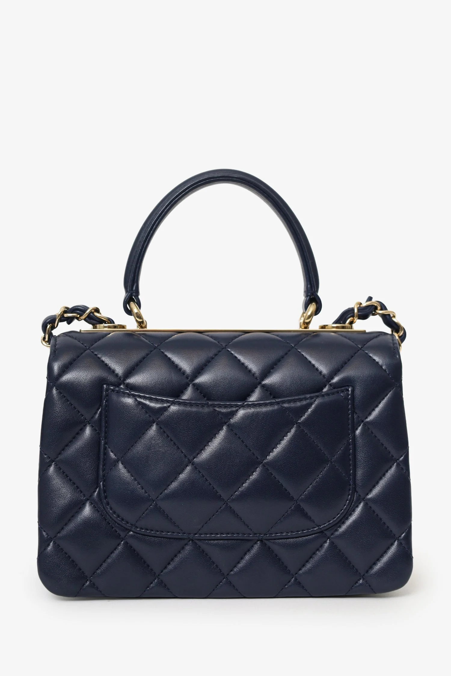 Pre-Loved Chanel™ Navy Lambskin Quilted Small Trendy CC Top Handle Bag - Image 3