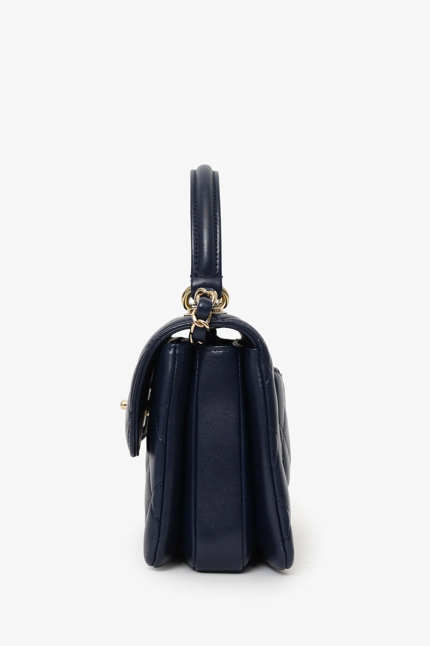 Pre-Loved Chanel™ Navy Lambskin Quilted Small Trendy CC Top Handle Bag - Image 4