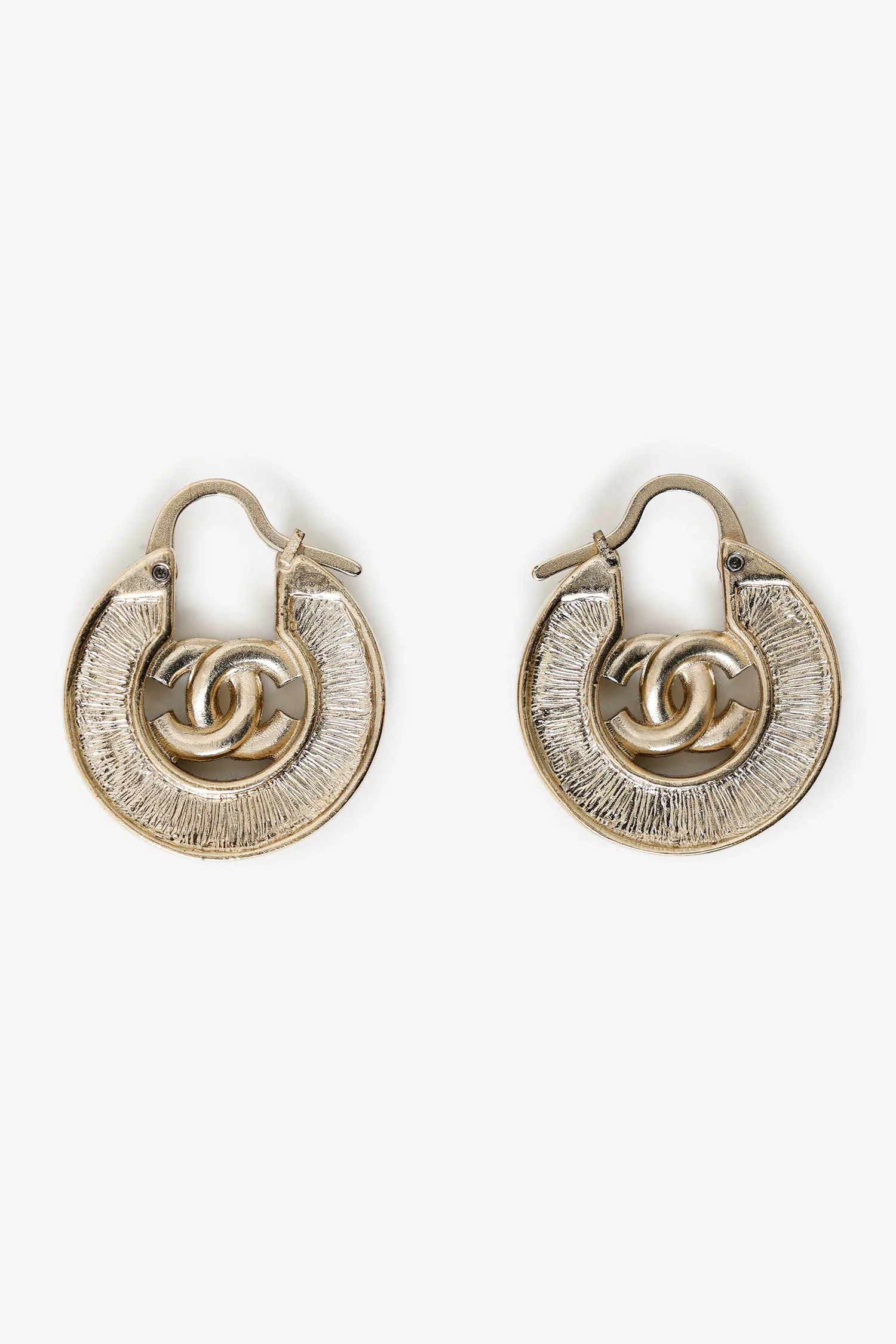 Pre-Loved Chanel™ Pearl Crystal CC Round Hoop Earrings - Image 2