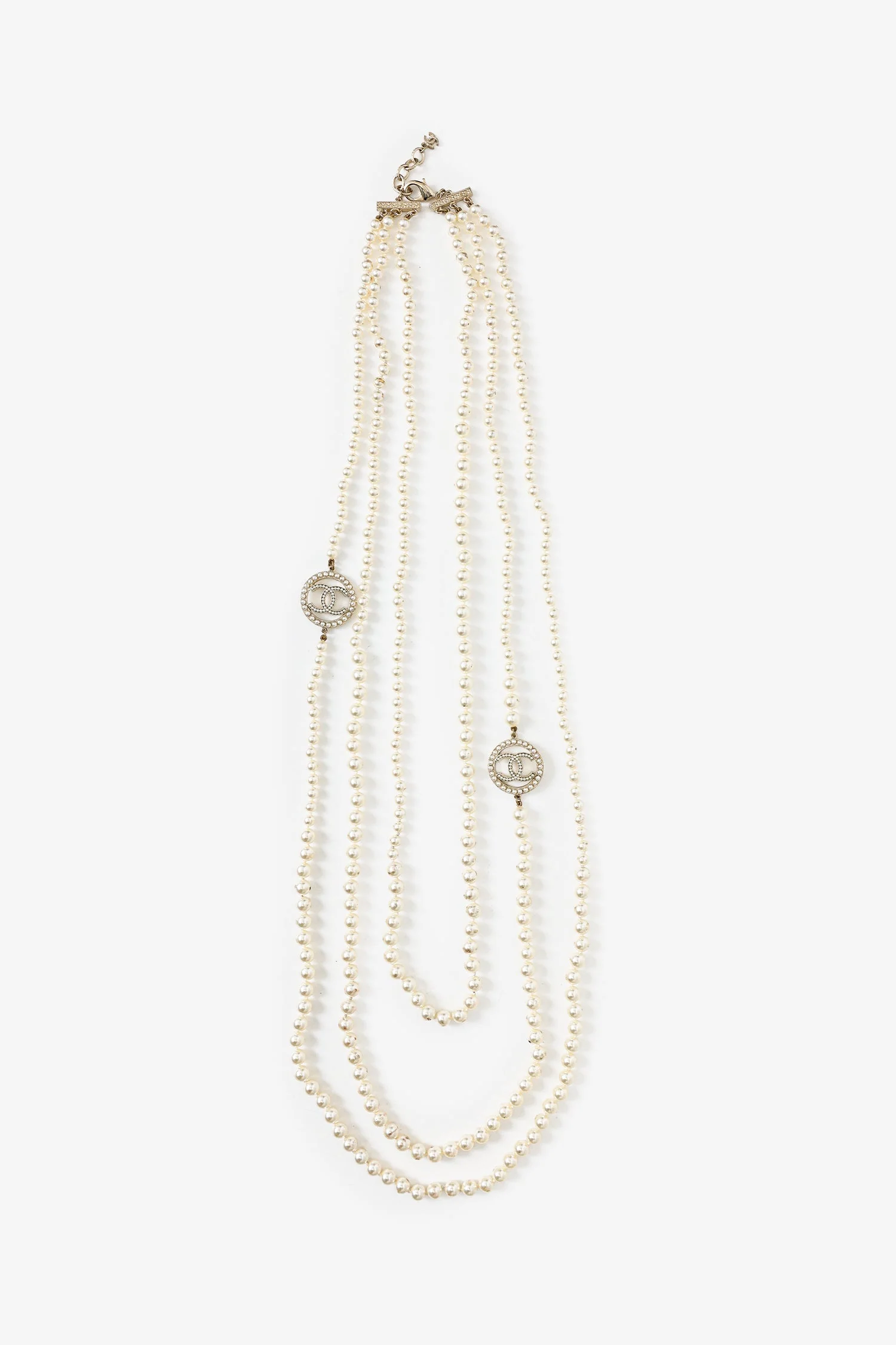 Pre-Loved Chanel™ Pearl Multi Strand CC Necklace