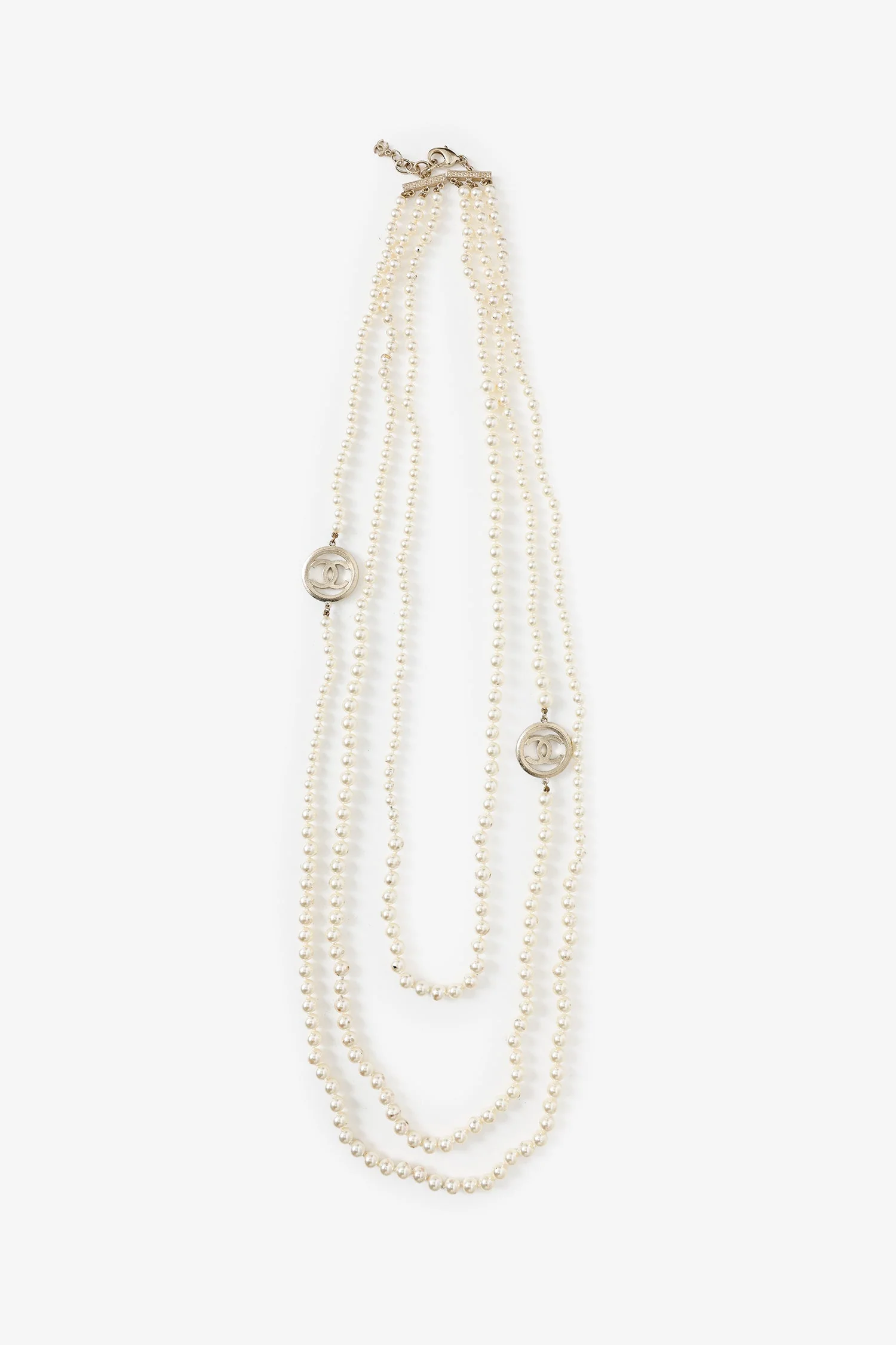 Pre-Loved Chanel™ Pearl Multi Strand CC Necklace - Image 4