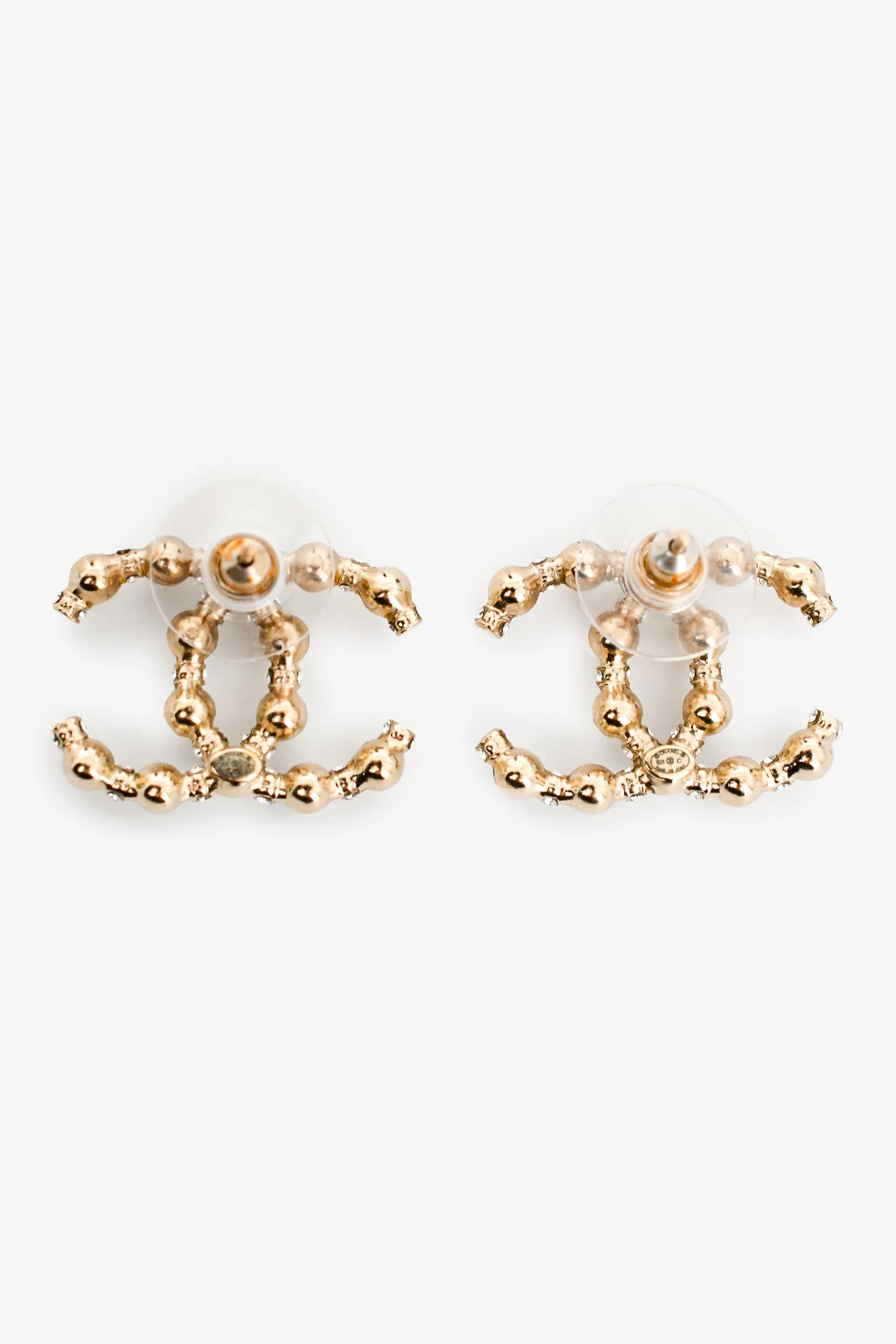 Chanel™ Pearl/Rhinestone CC Stud Earrings (Pre-Loved ) - Image 2