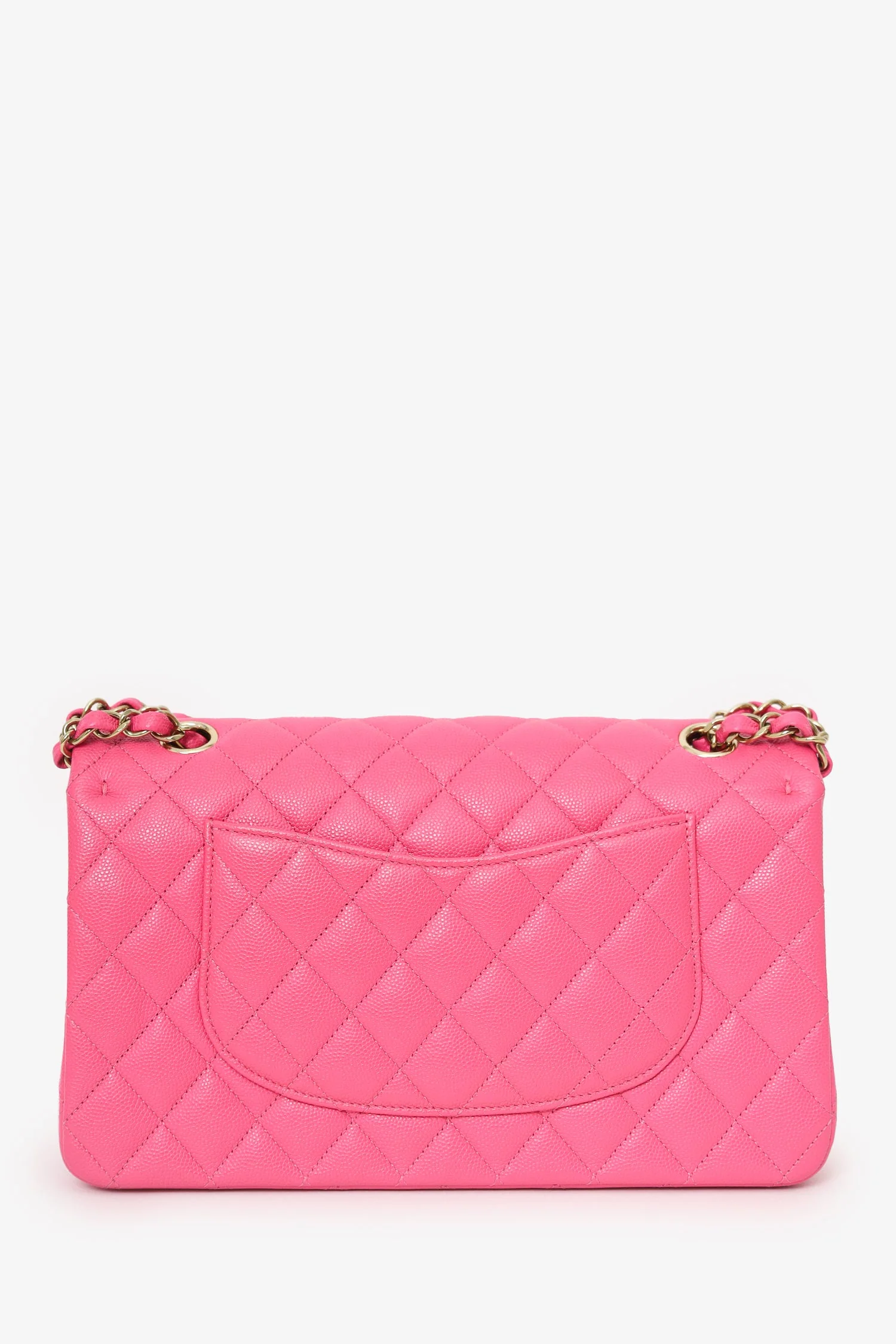 Pre-Loved Chanel™ Pink Caviar Leather Medium Classic Double Flap Shoulder Bag - Image 3