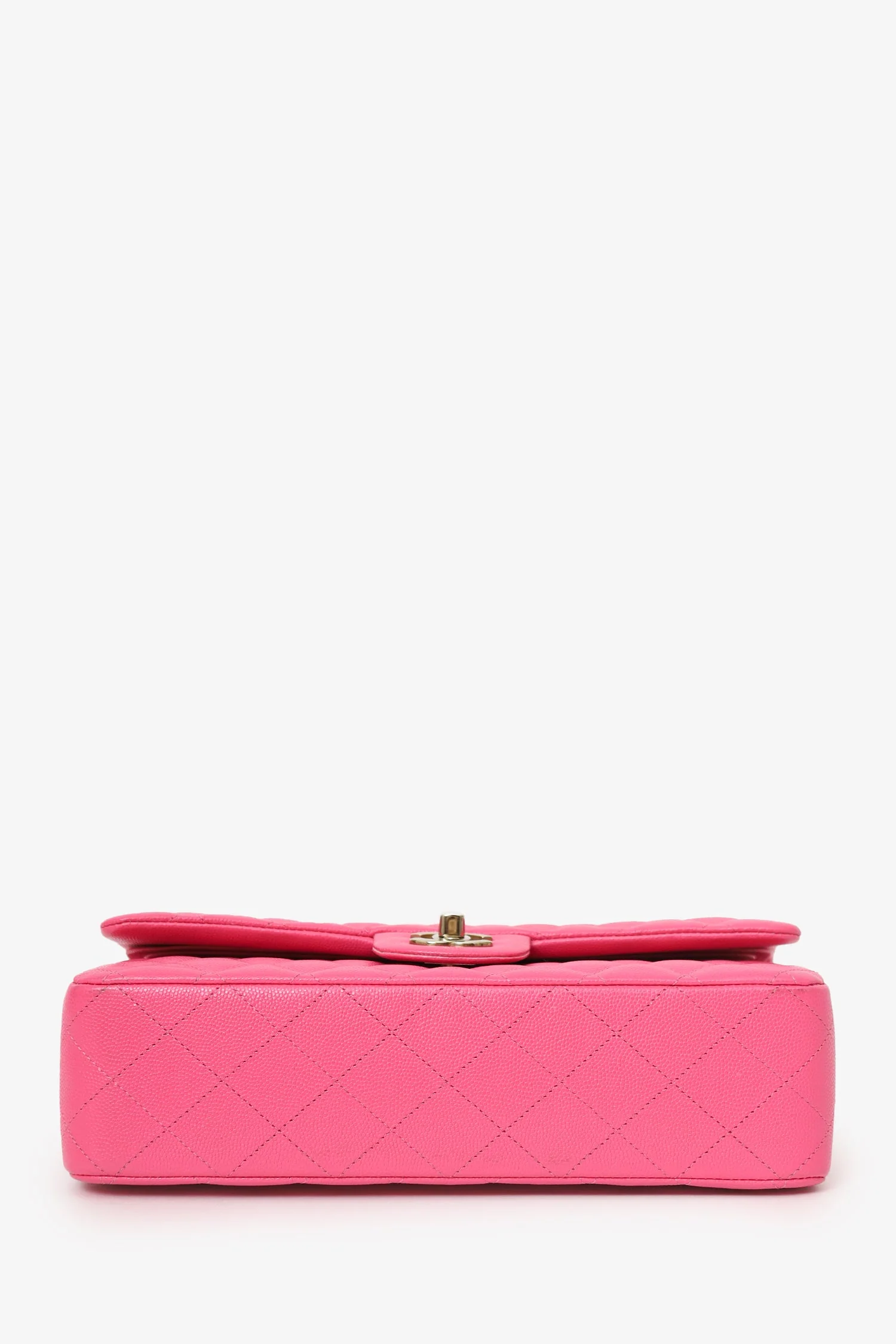 Pre-Loved Chanel™ Pink Caviar Leather Medium Classic Double Flap Shoulder Bag - Image 6