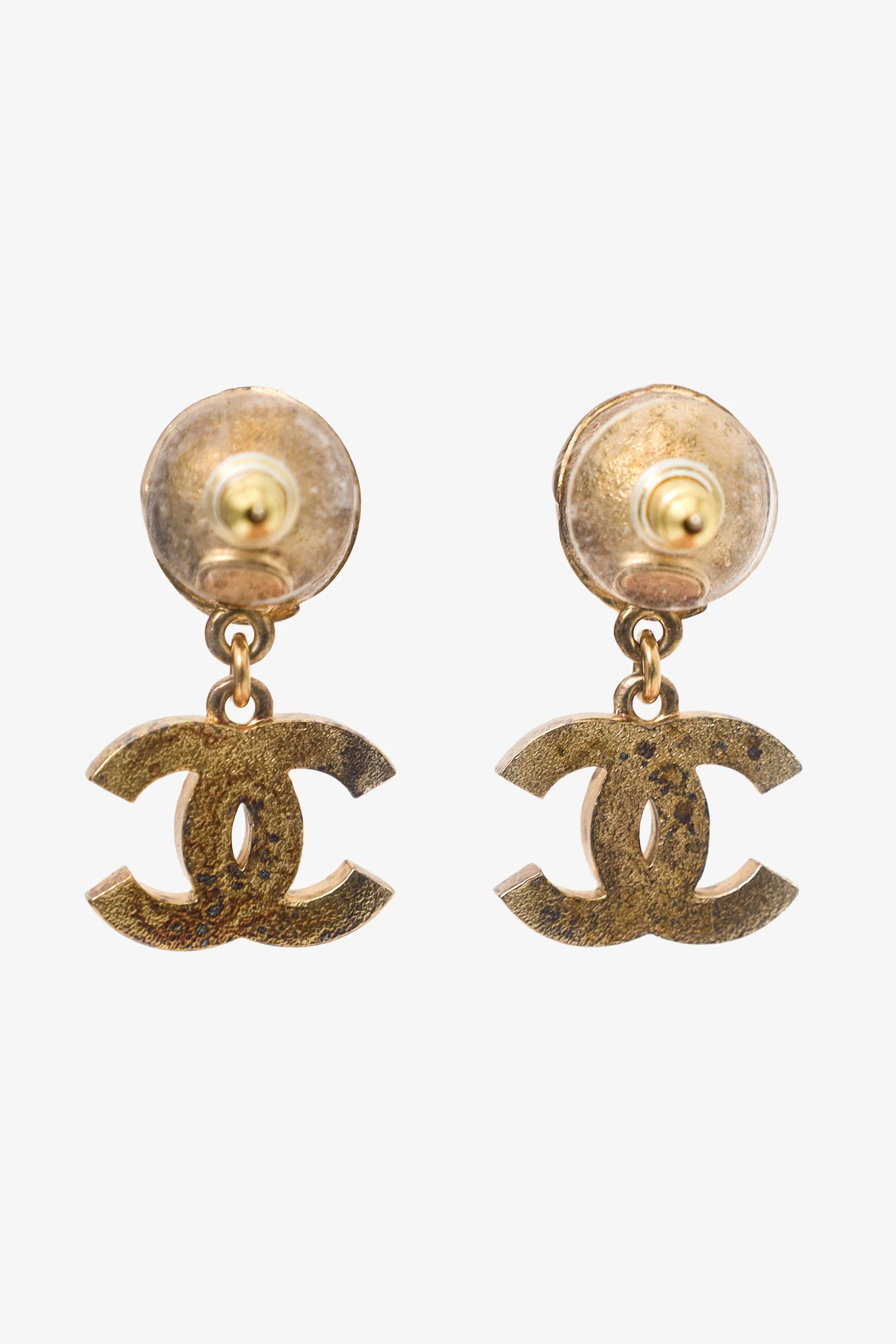 Pre-Loved Chanel™ Pink CC Metal/Glass/Pearl Earrings - Image 3