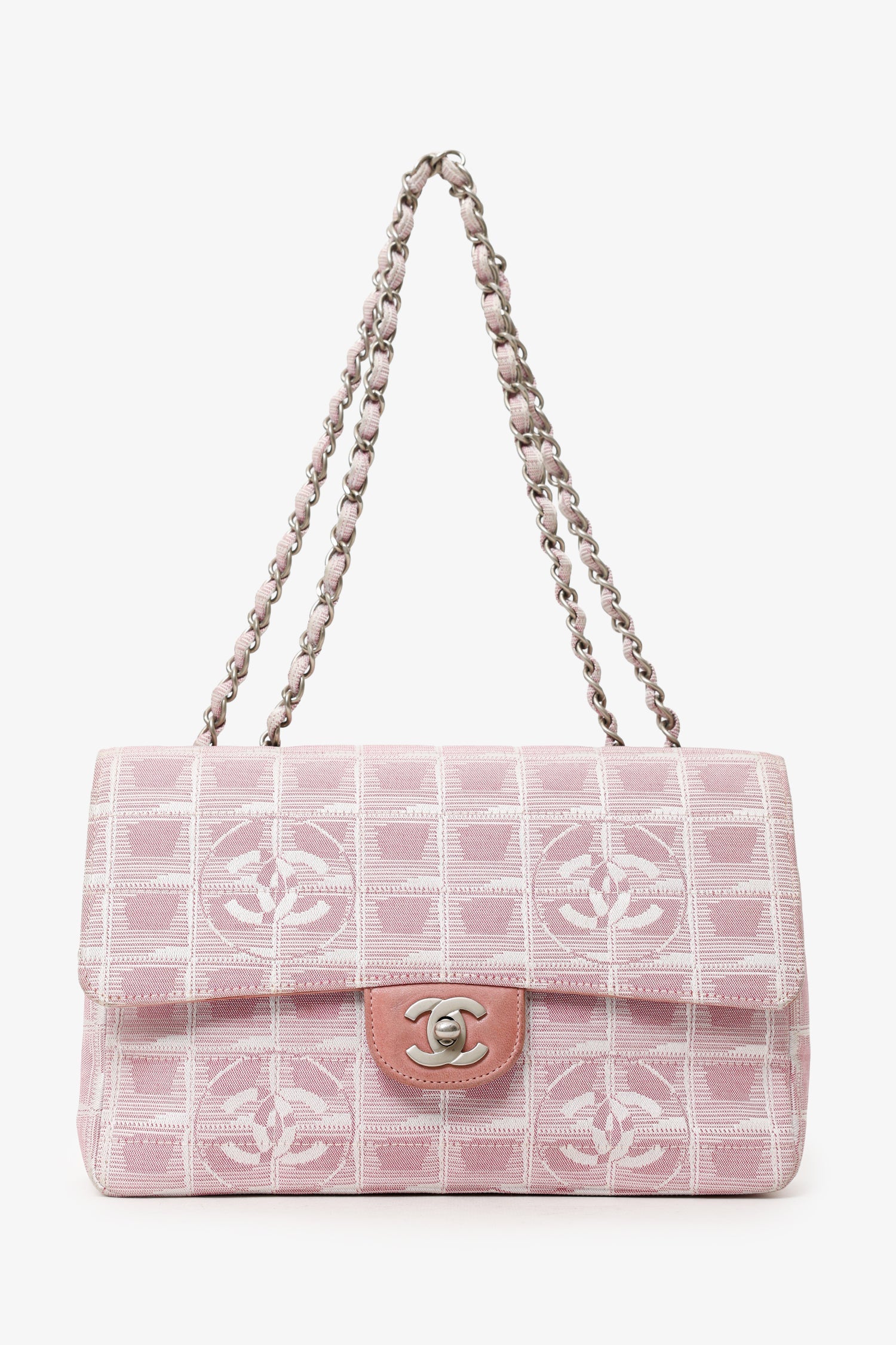 Pre-Loved Chanel™ Pink Medium Travel 'Ligne' Flap Shoulder Bag - Image 6