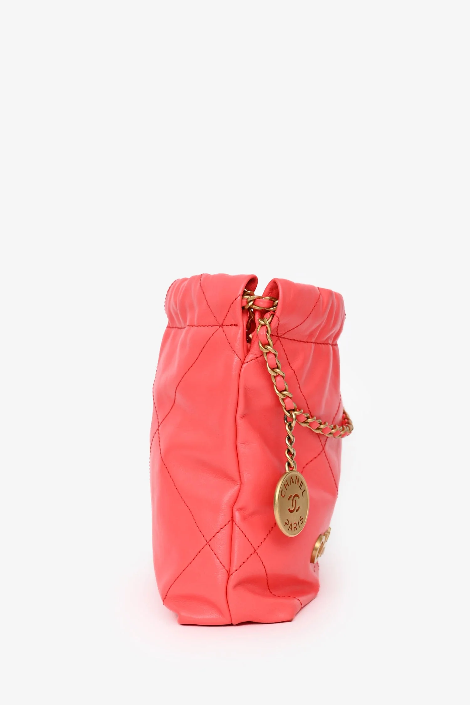 Pre-Loved Chanel™ Pink Mini 22 Hobo - Image 3