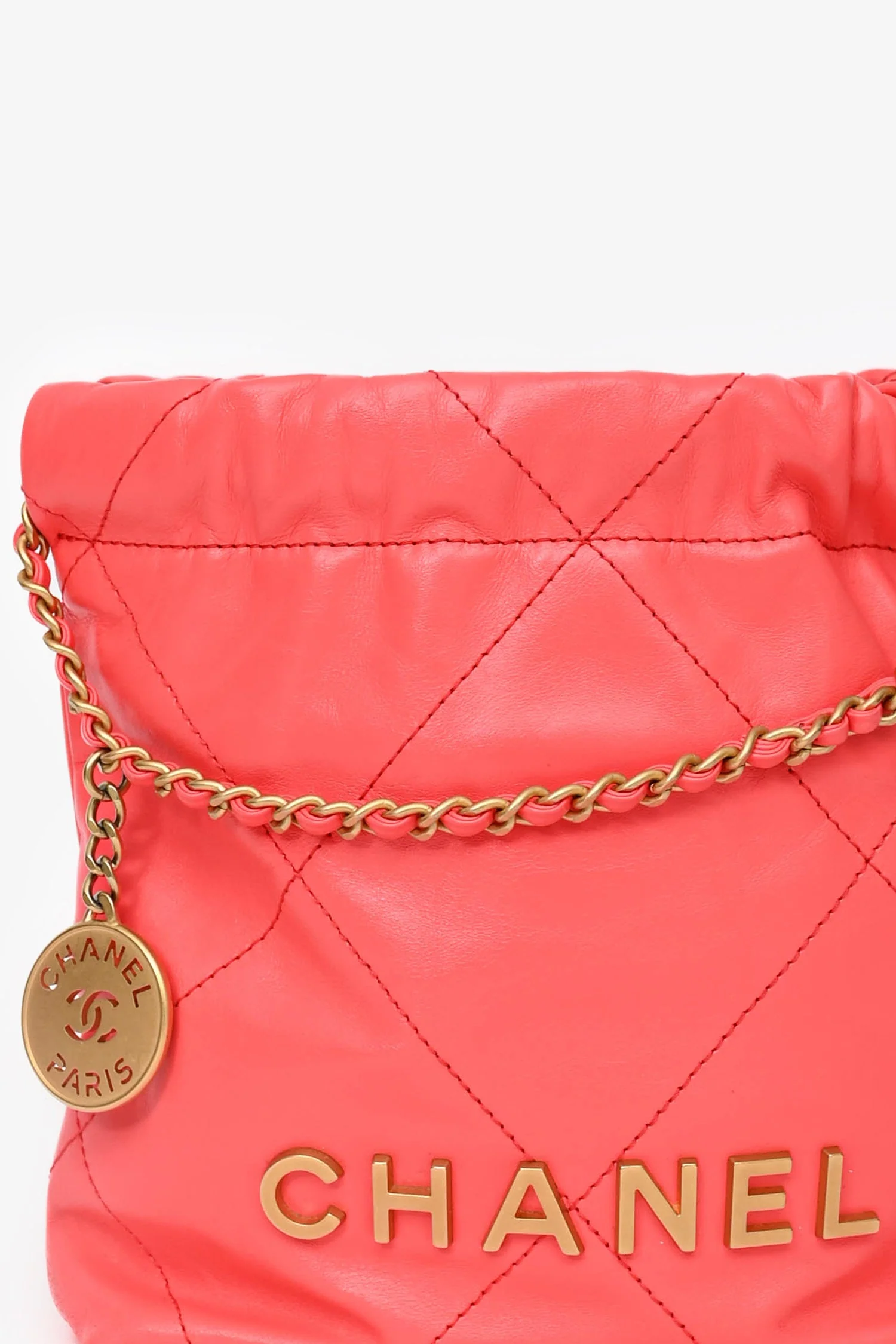 Pre-Loved Chanel™ Pink Mini 22 Hobo - Image 6