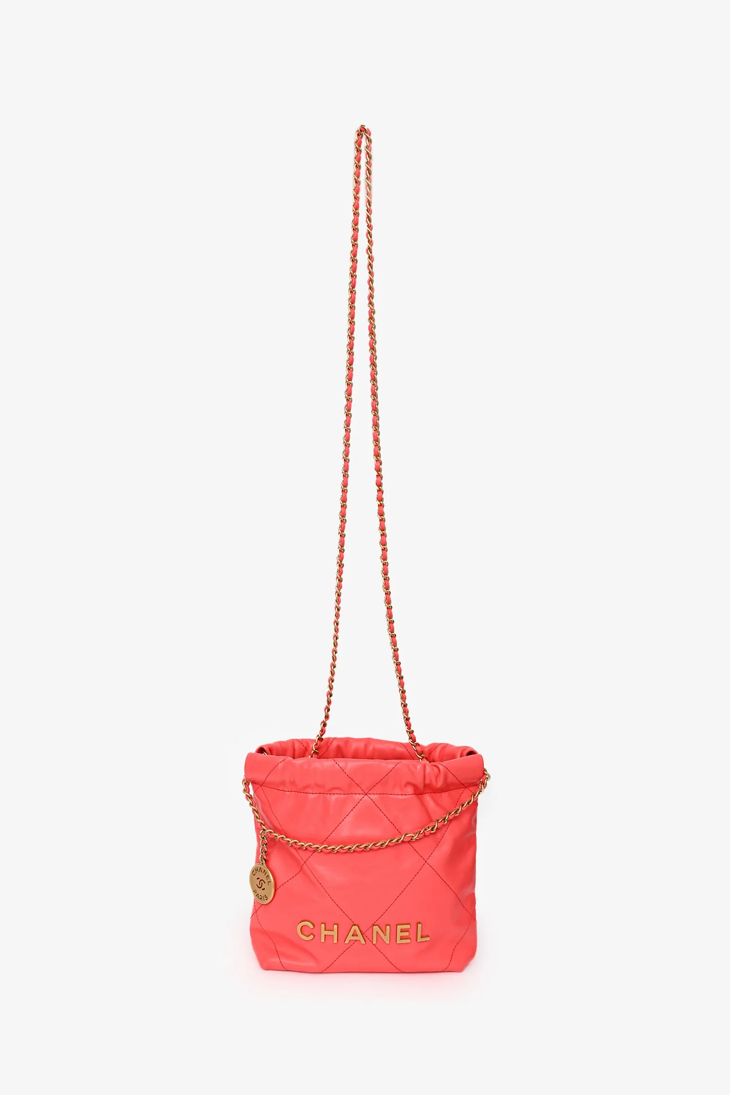 Pre-Loved Chanel™ Pink Mini 22 Hobo - Image 8