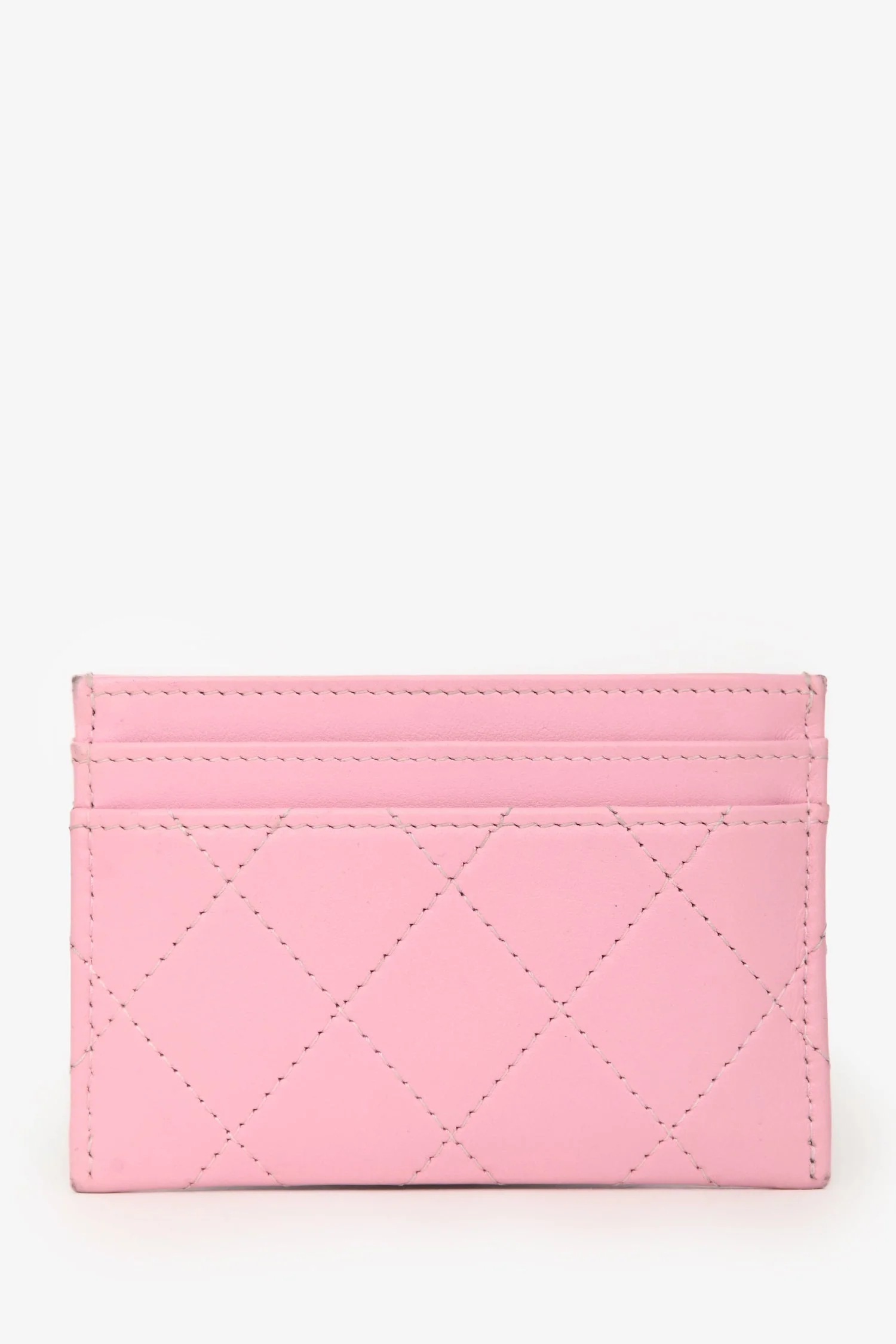 Pre-Loved Chanel™ Pink Quilted Lambskin CC Card Holder - Image 2