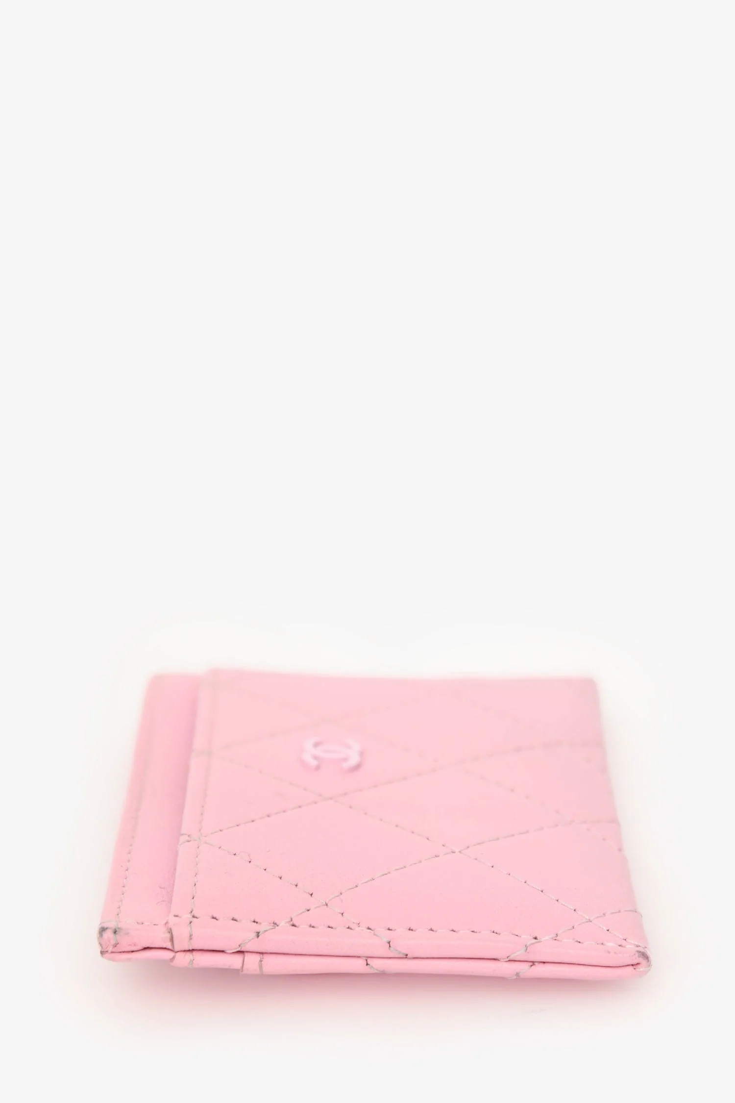 Pre-Loved Chanel™ Pink Quilted Lambskin CC Card Holder - Image 3
