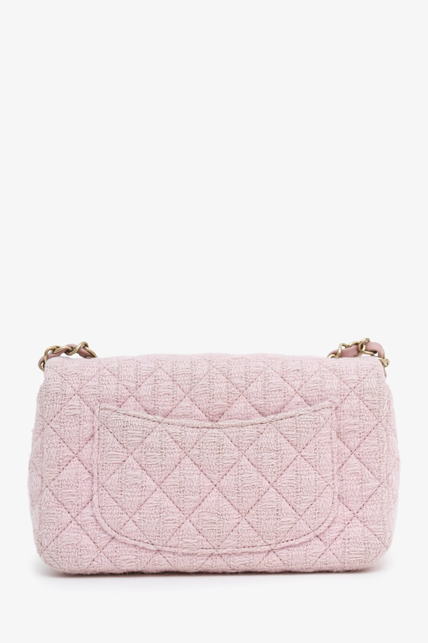 Pre-Loved Chanel™ Pink Tweed Quilted Mini Rectangular Flap Bag - Image 2