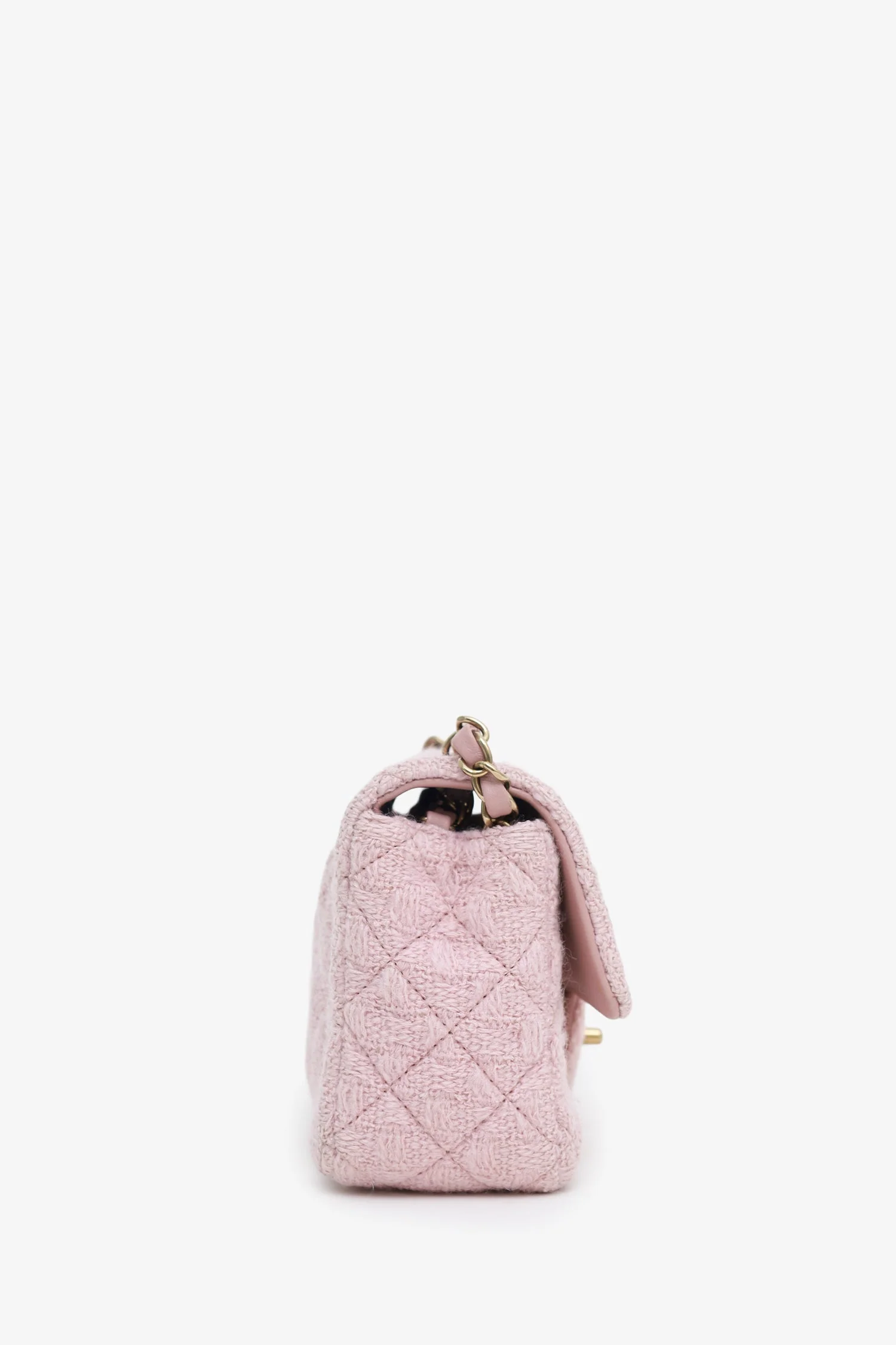Pre-Loved Chanel™ Pink Tweed Quilted Mini Rectangular Flap Bag - Image 3