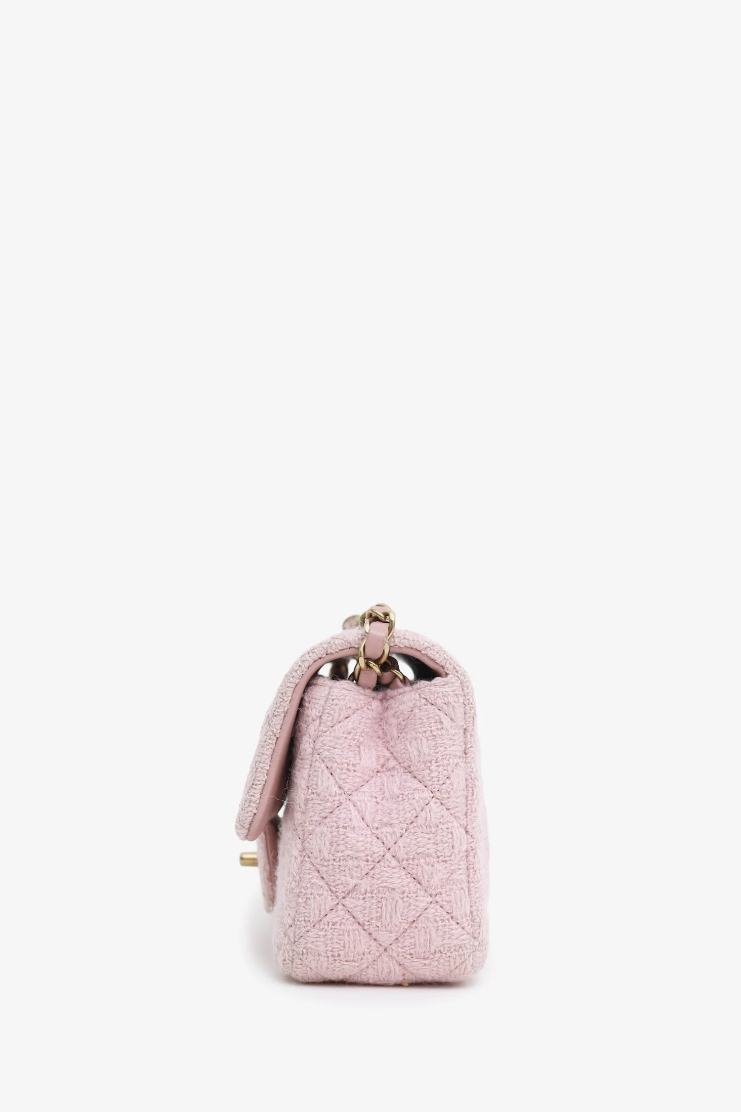 Pre-Loved Chanel™ Pink Tweed Quilted Mini Rectangular Flap Bag - Image 4