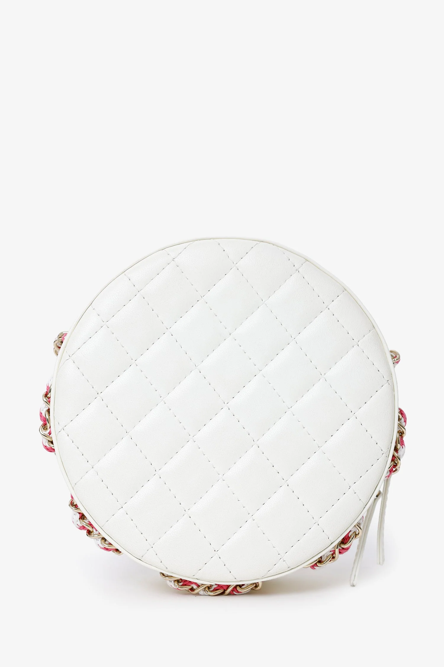 Pre-Loved Chanel™ Pink/White Lambskin Lifesaver Small Round Bag - Image 3