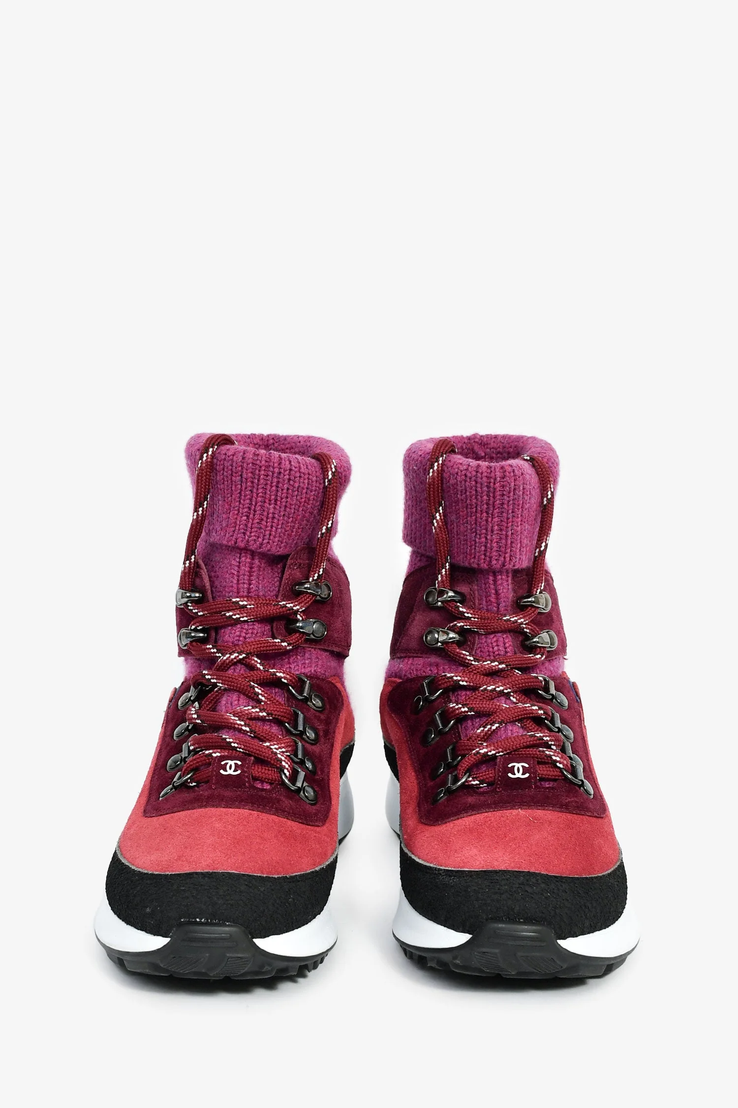 Pre-Loved Chanel™ Purple Suede/Knit Sock Sneakers Size 36.5 - Image 3