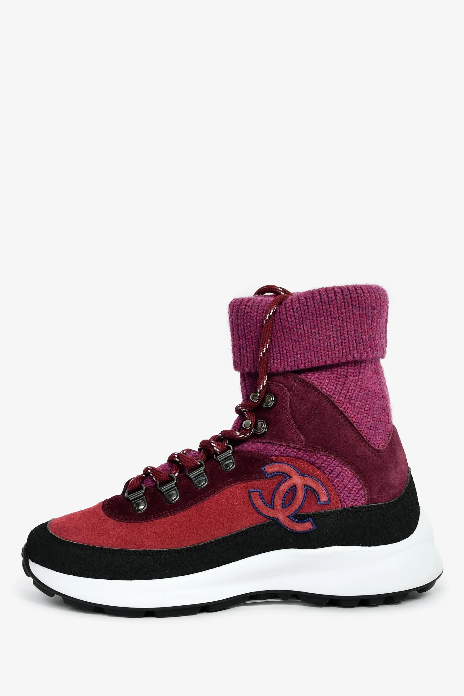 Pre-Loved Chanel™ Purple Suede/Knit Sock Sneakers Size 36.5 - Image 5