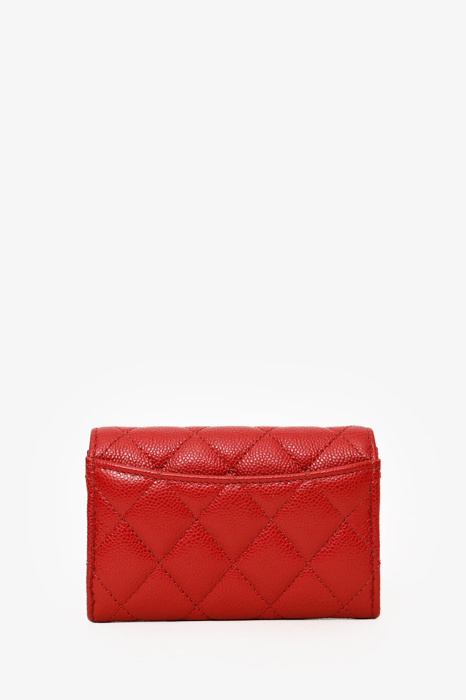 Pre-Loved Chanel™ Red Caviar Quilted Flap Card Holder Wallet - Image 2