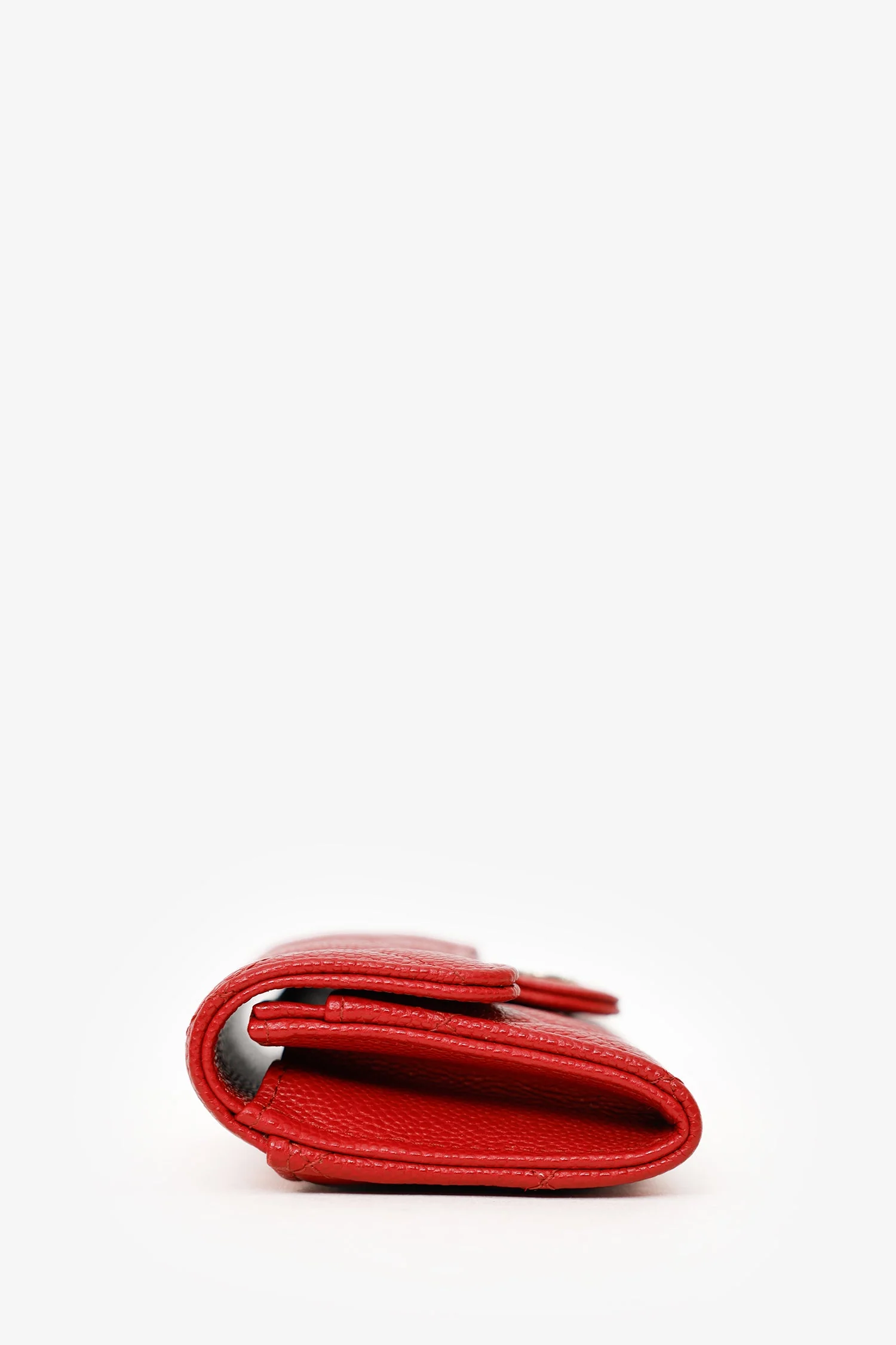 Pre-Loved Chanel™ Red Caviar Quilted Flap Card Holder Wallet - Image 4
