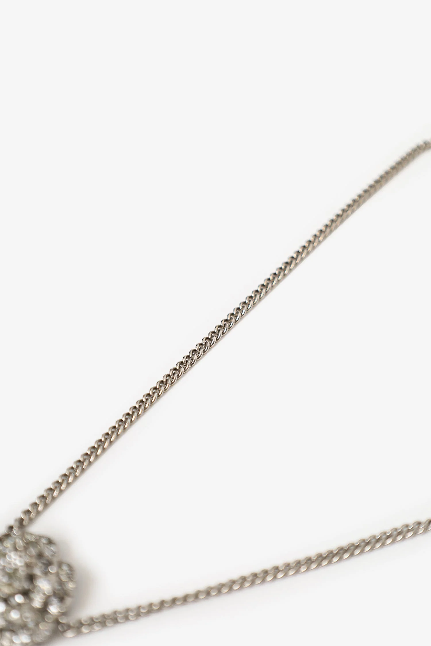Chanel™ Silver Tone Crystal Camellia Flower Necklace - Image 3