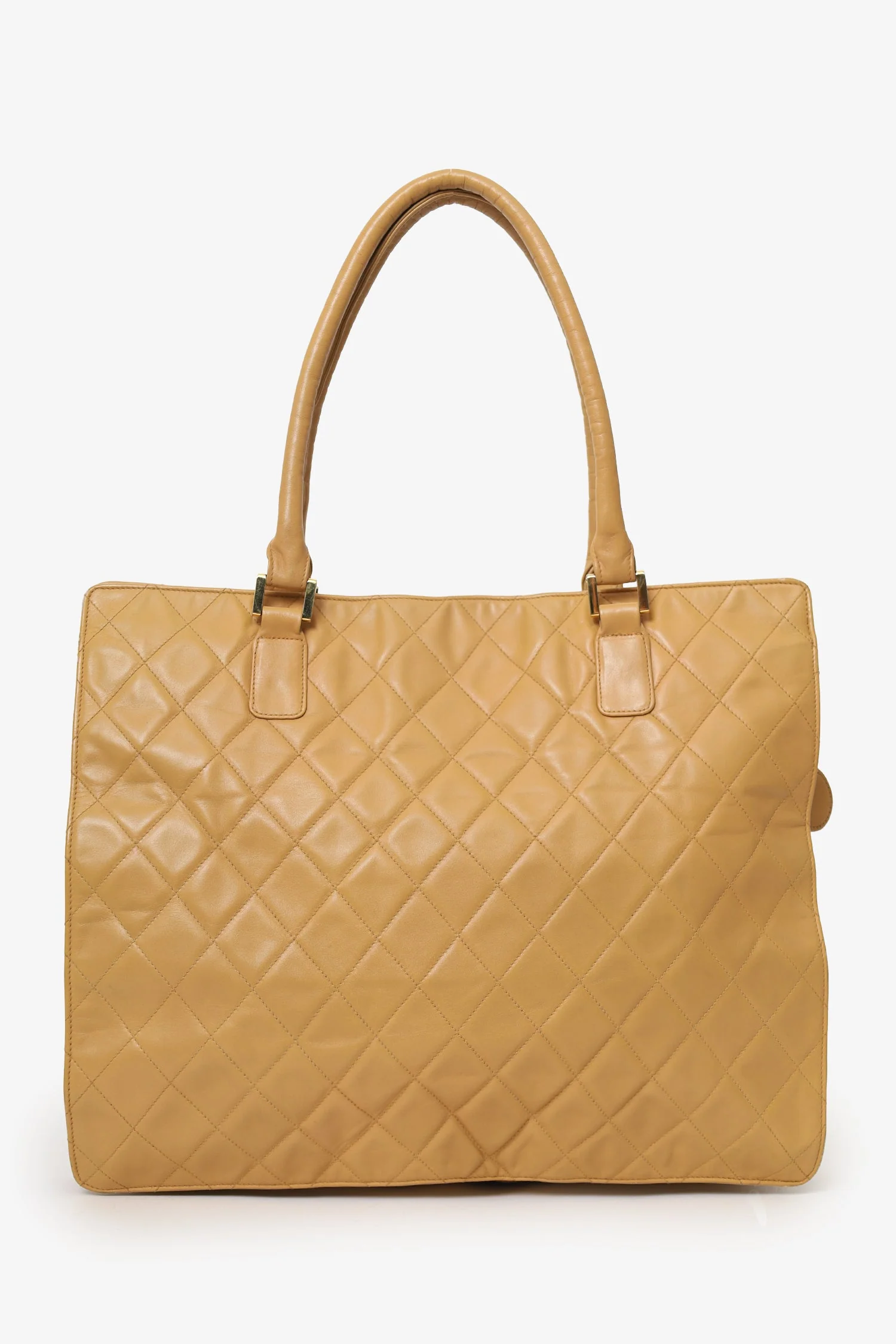 Pre-Loved Chanel™ Vintage Beige Quilted Lambskin CC Briefcase - Image 2