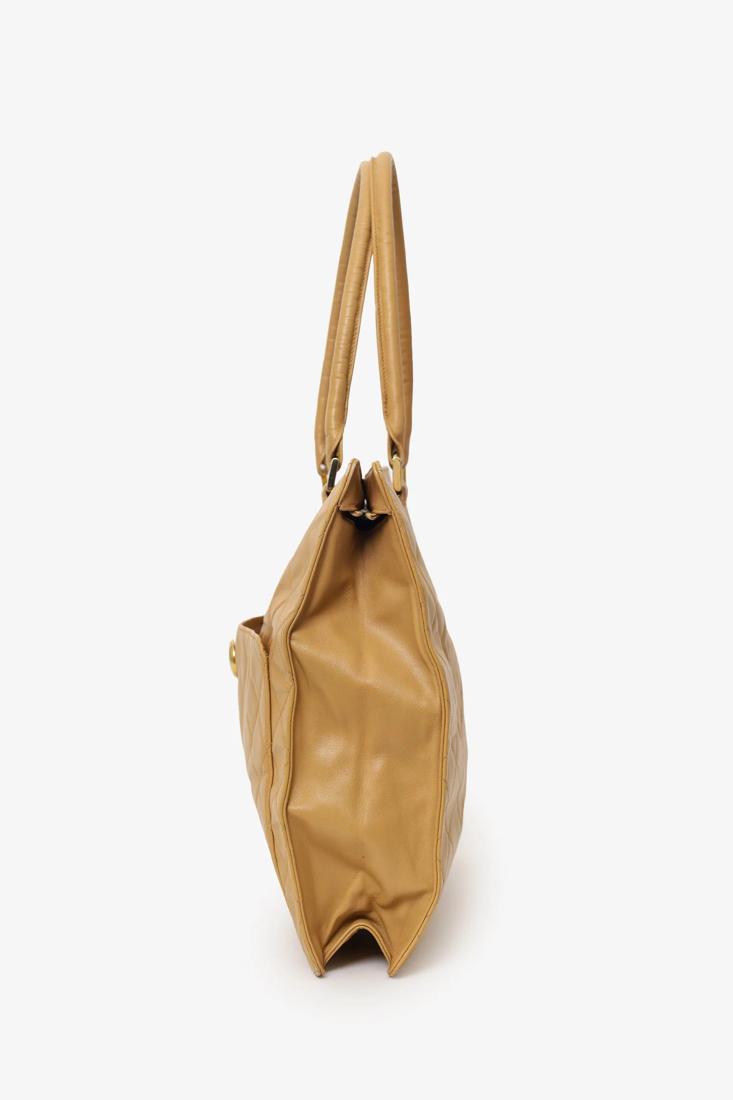 Pre-Loved Chanel™ Vintage Beige Quilted Lambskin CC Briefcase - Image 3