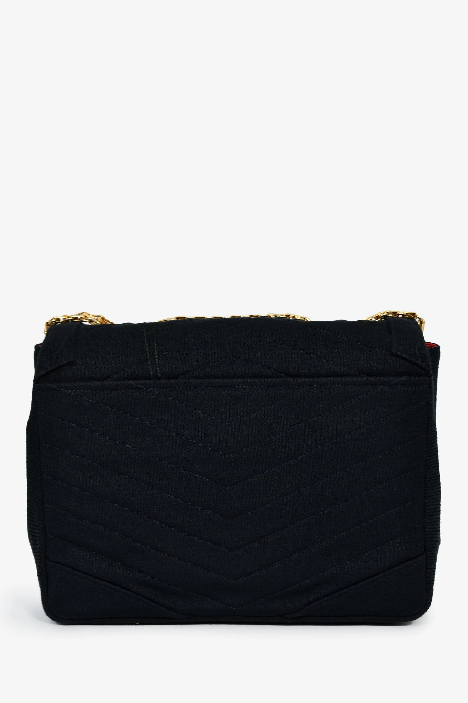 Pre-Loved Chanel™ Vintage Black Jersey Chevron-Quilting Chain Bag - Image 2