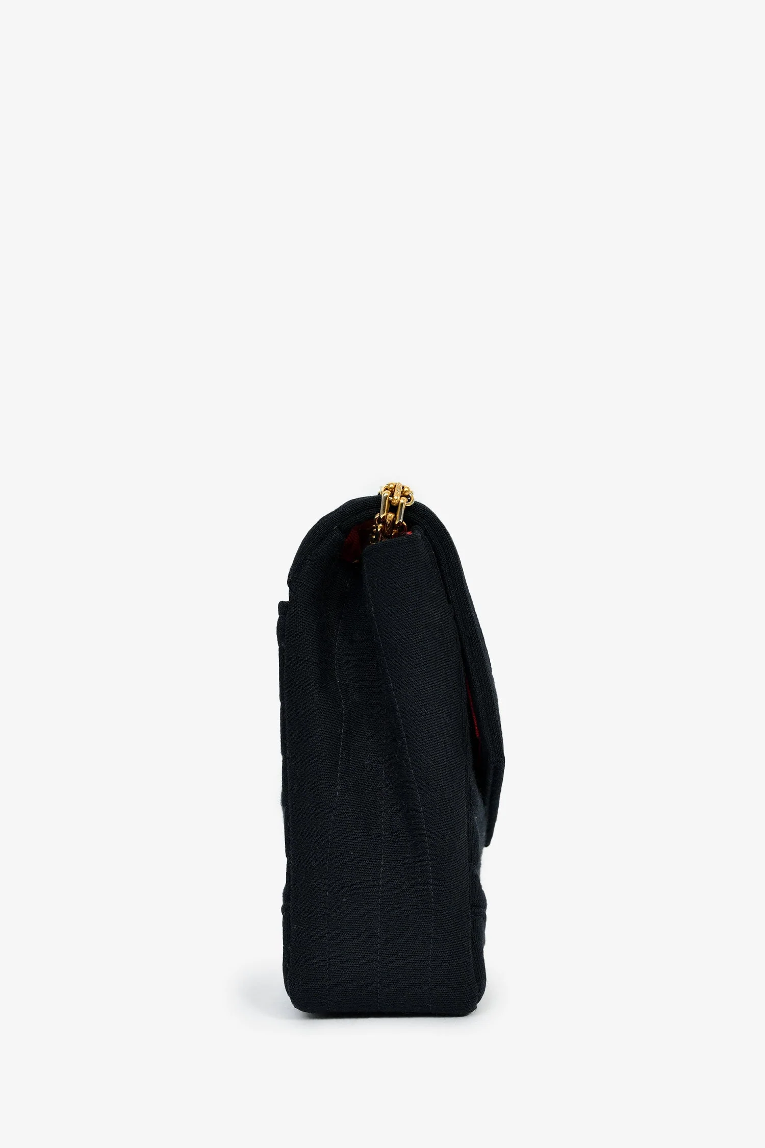 Pre-Loved Chanel™ Vintage Black Jersey Chevron-Quilting Chain Bag - Image 3