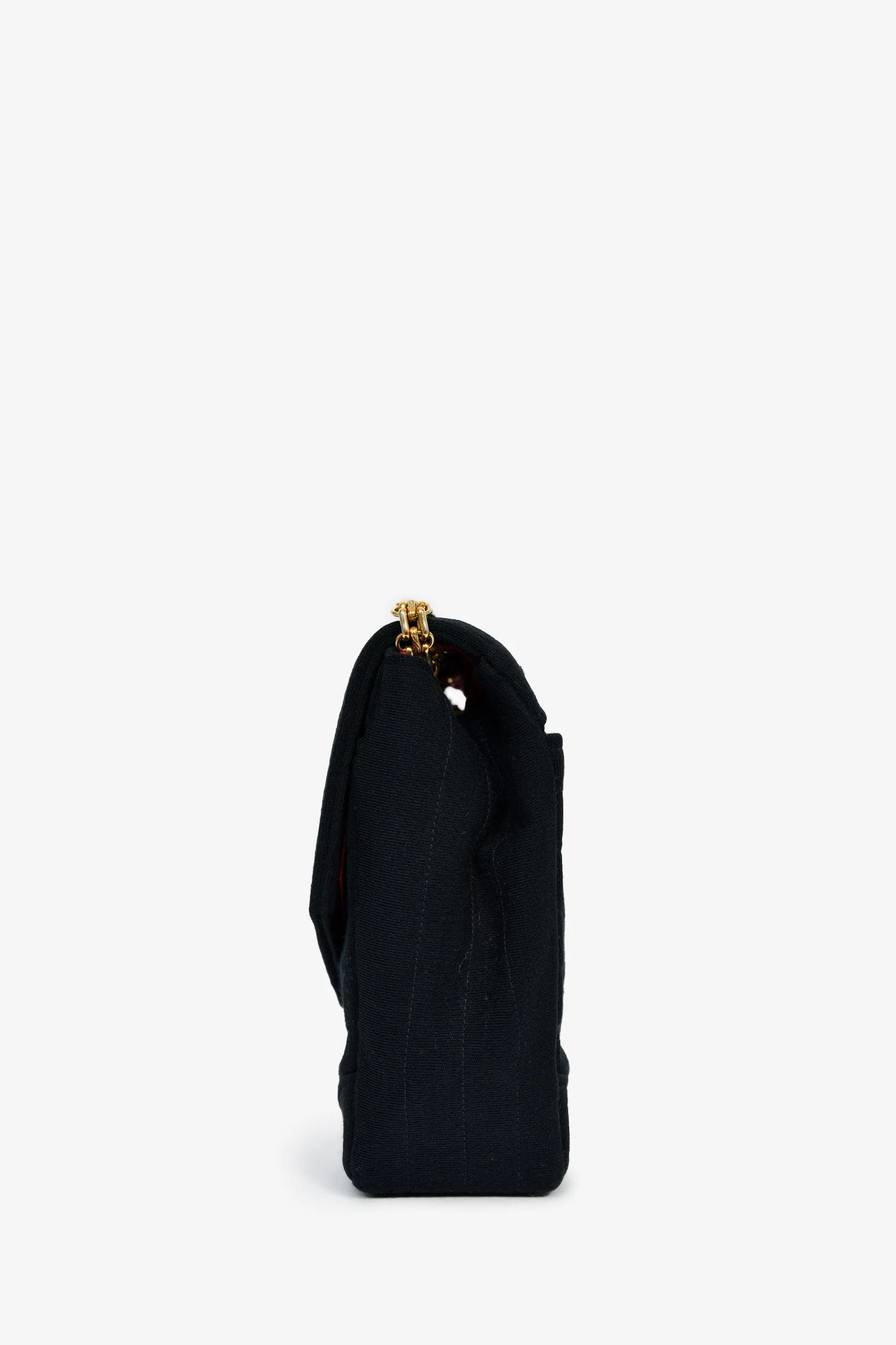 Pre-Loved Chanel™ Vintage Black Jersey Chevron-Quilting Chain Bag - Image 4