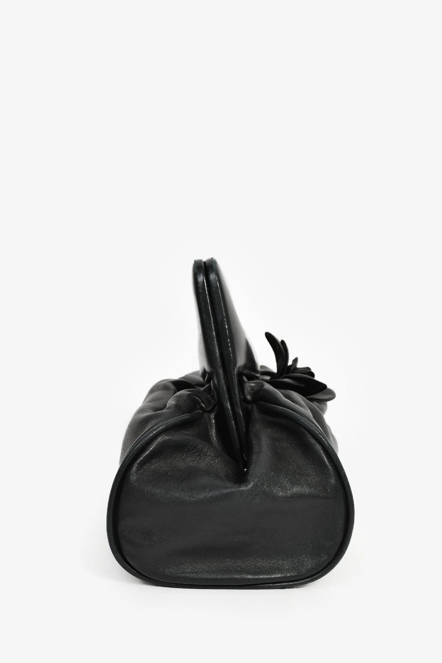 Pre-Loved Chanel™ Vintage Black Leather Camellia Frame Clutch Bag - Image 3