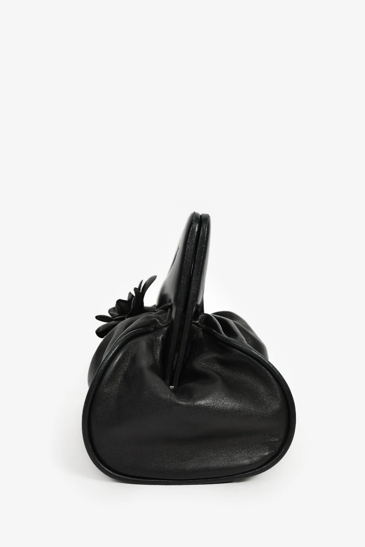 Pre-Loved Chanel™ Vintage Black Leather Camellia Frame Clutch Bag - Image 4