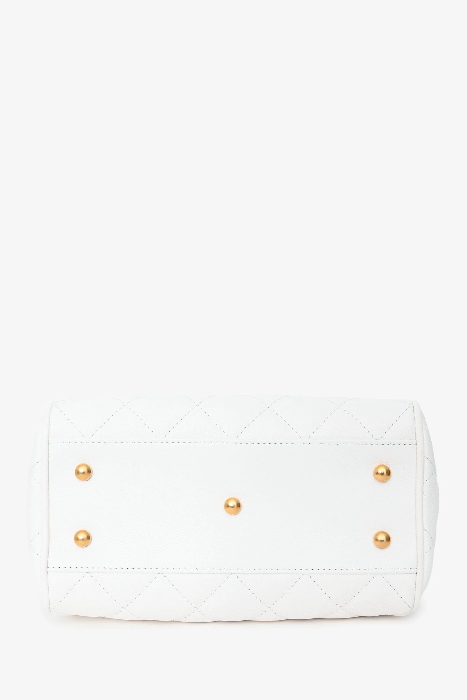 Pre-Loved Chanel™ White Caviar Leather Bowling Bag with Gold Hardware - Image 5