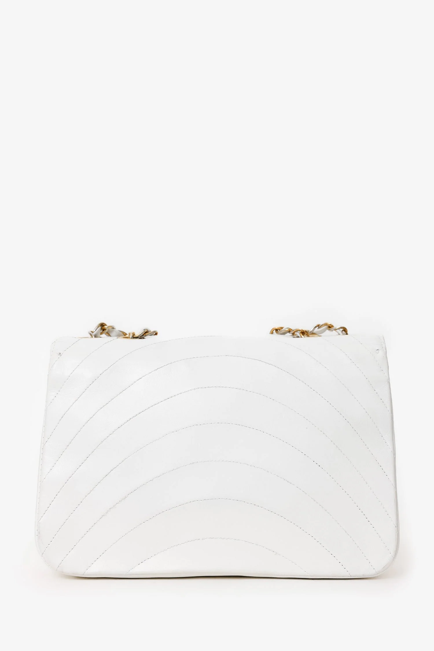 Pre-Loved Chanel™ White Lambskin Half Moon Flap Bag 'Refurbished' - Image 2